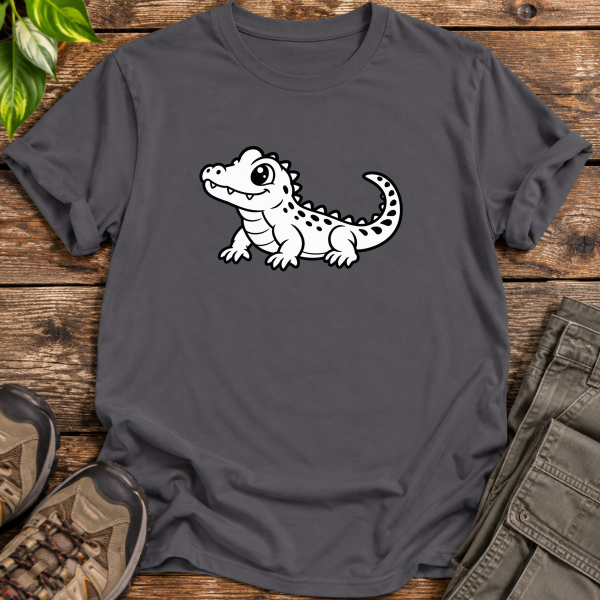 Cute Crocodile T-Shirt - Charcoal