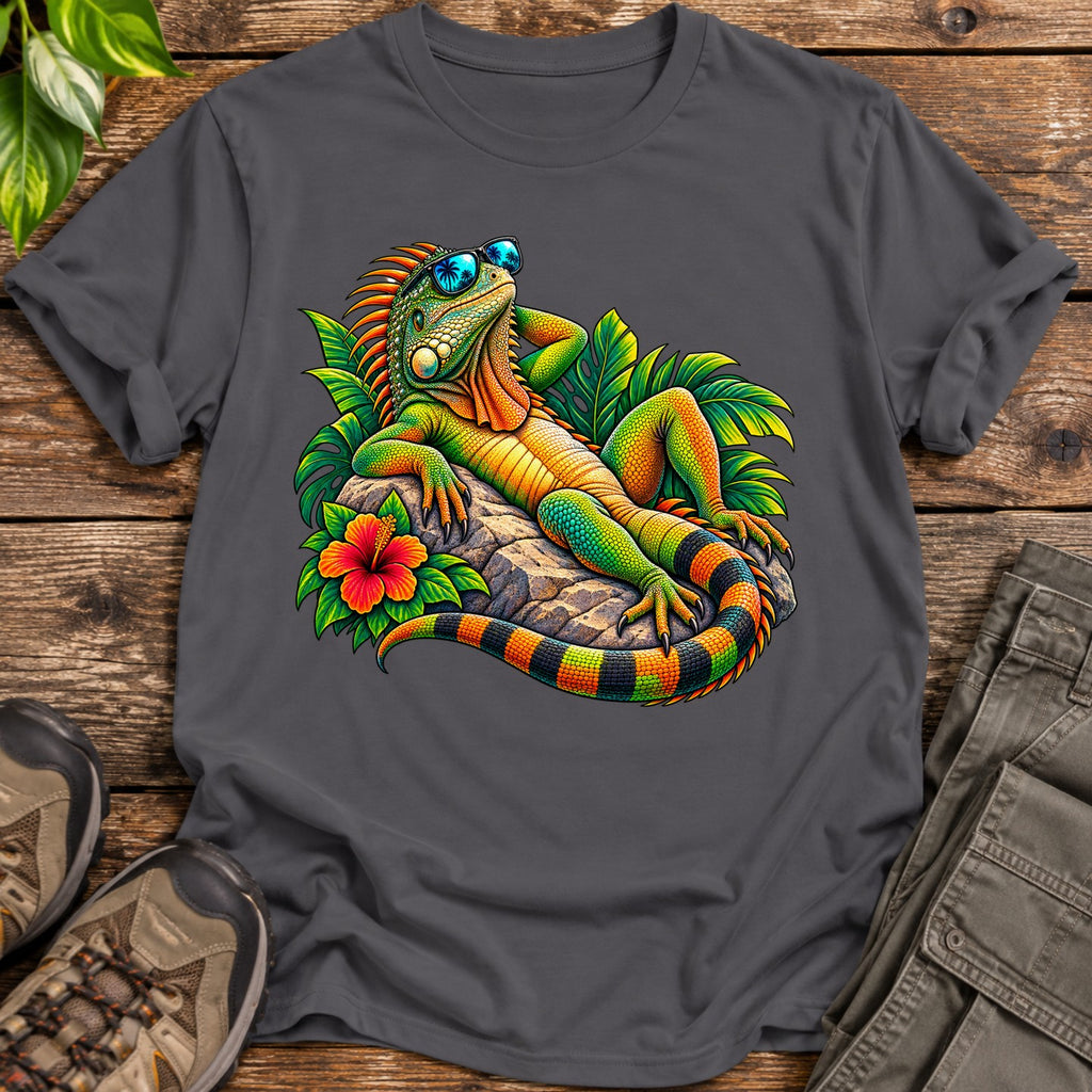 Cool Tropical Iguana T Shirt T-Shirt - Charcoal