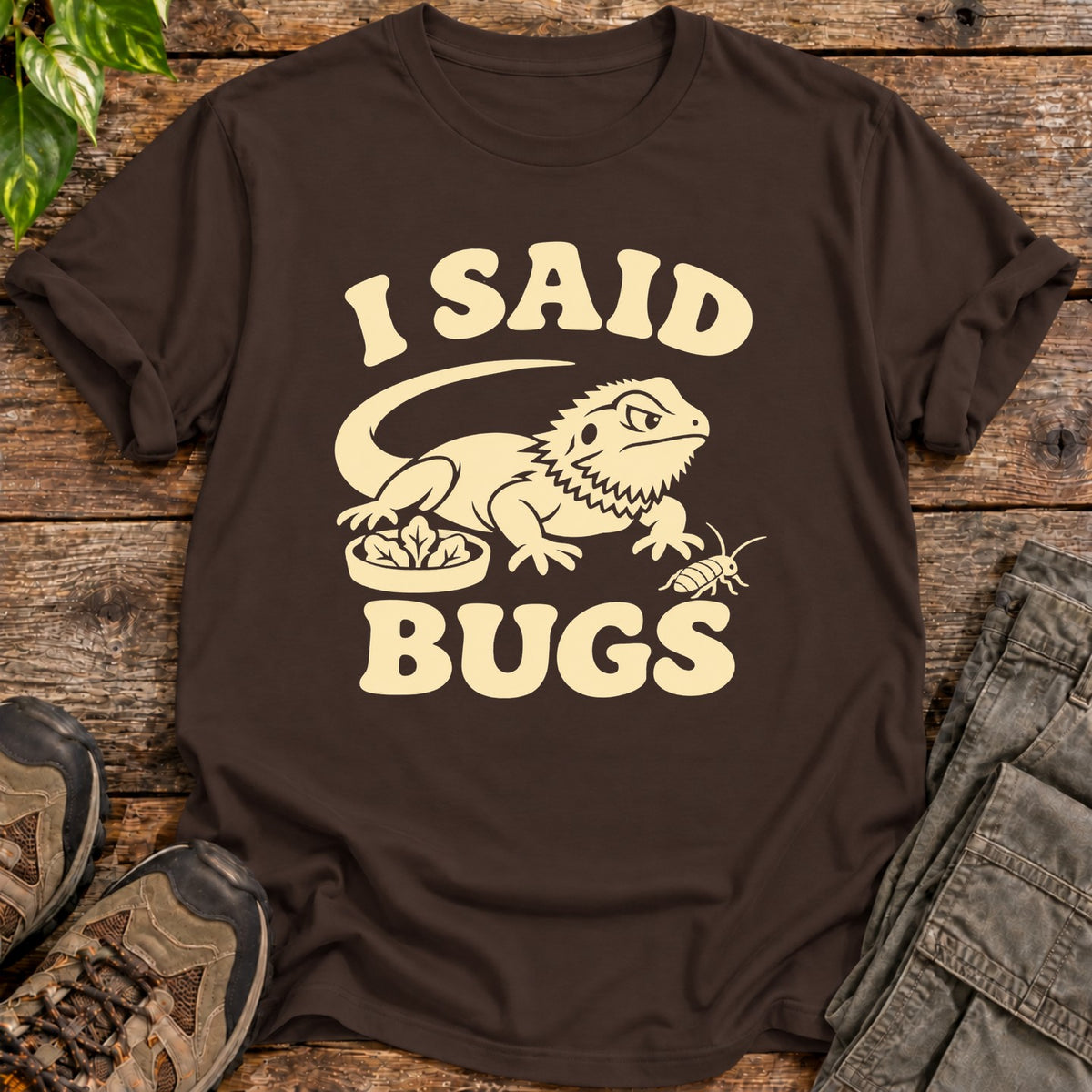 Bug Seeker Bearded Dragon T-Shirt - Dark Chocolate