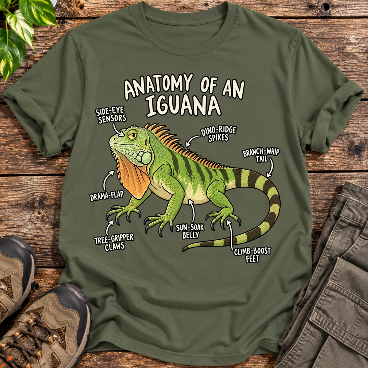 Anatomy of an Iguana T-Shirt - Military Green