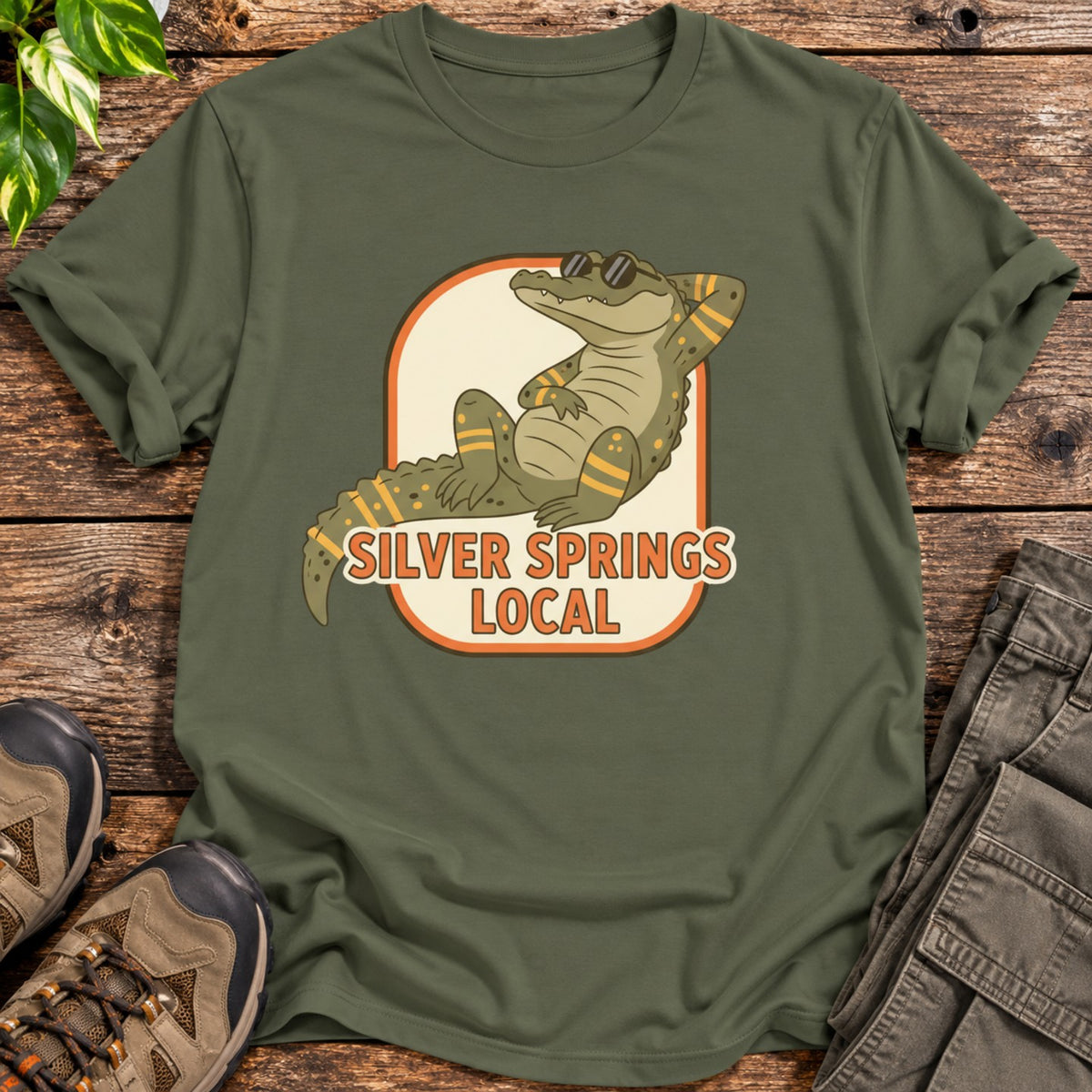 Silver Springs Local Alligator T-Shirt - Military Green