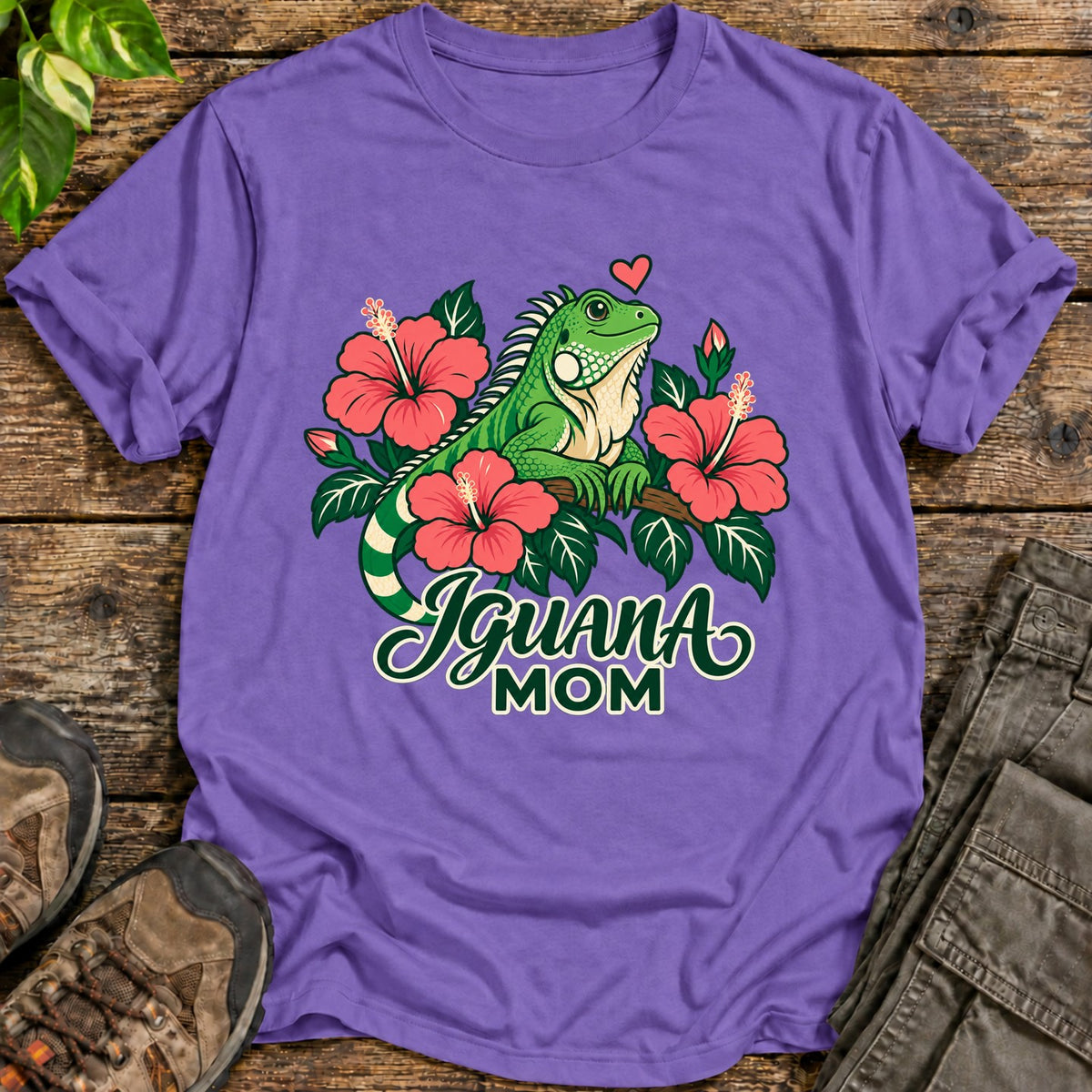 Iguana Mom Shirt - Heather Purple