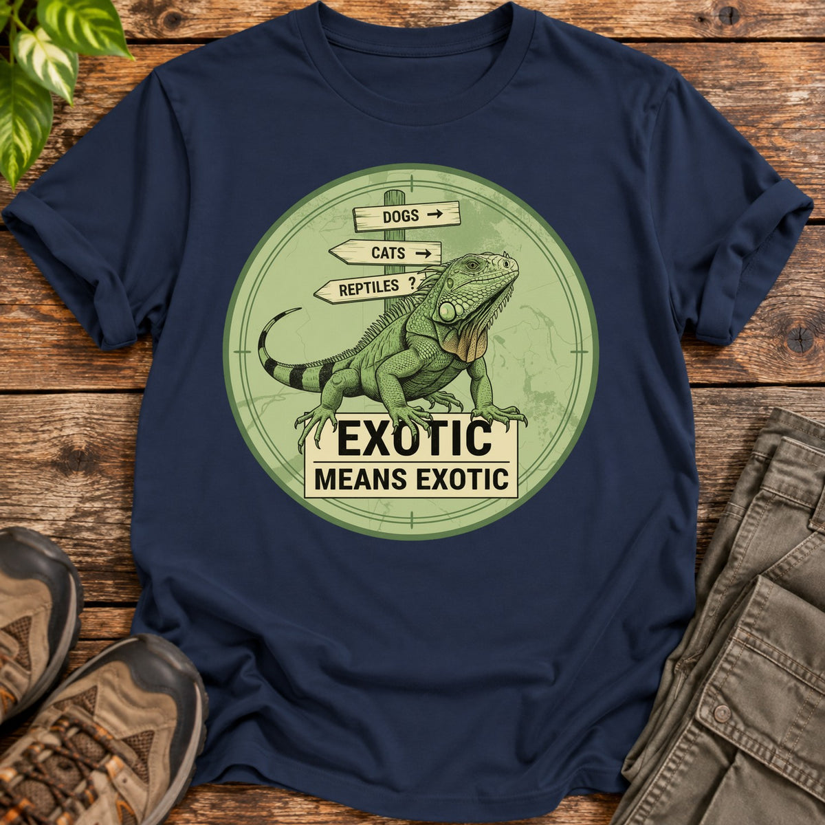 Exotic Means Exotic Iguana T-Shirt - Navy