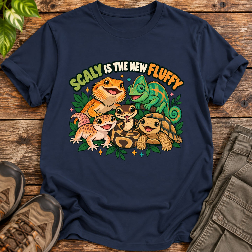 Scaly Fluffy Reptile Shirt - Navy