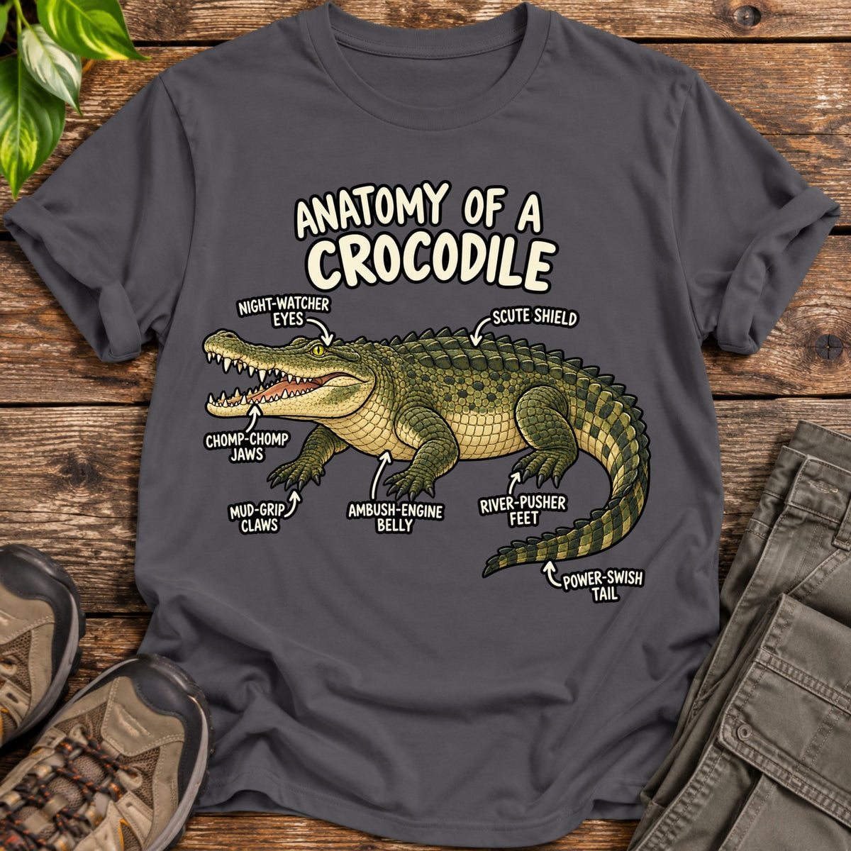 Anatomy of a Crocodile T-Shirt - Charcoal