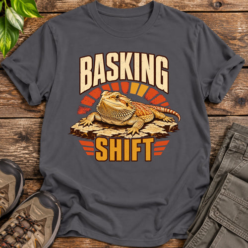Basking Shift Bearded Dragon T-Shirt - Charcoal