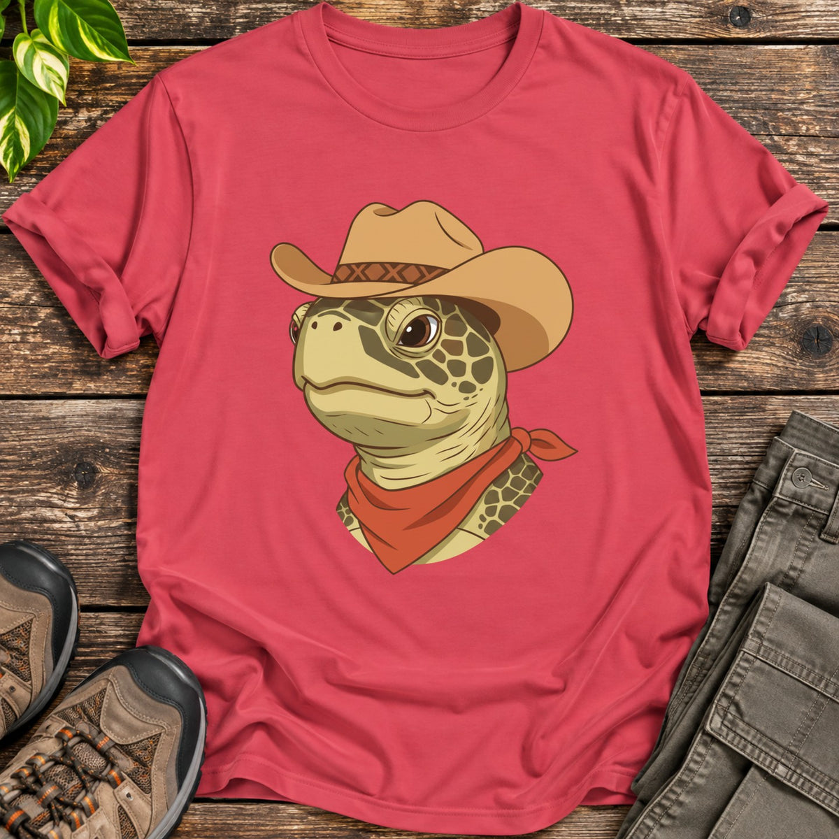 Cowboy Sea Turtle Shirt - Heather Red