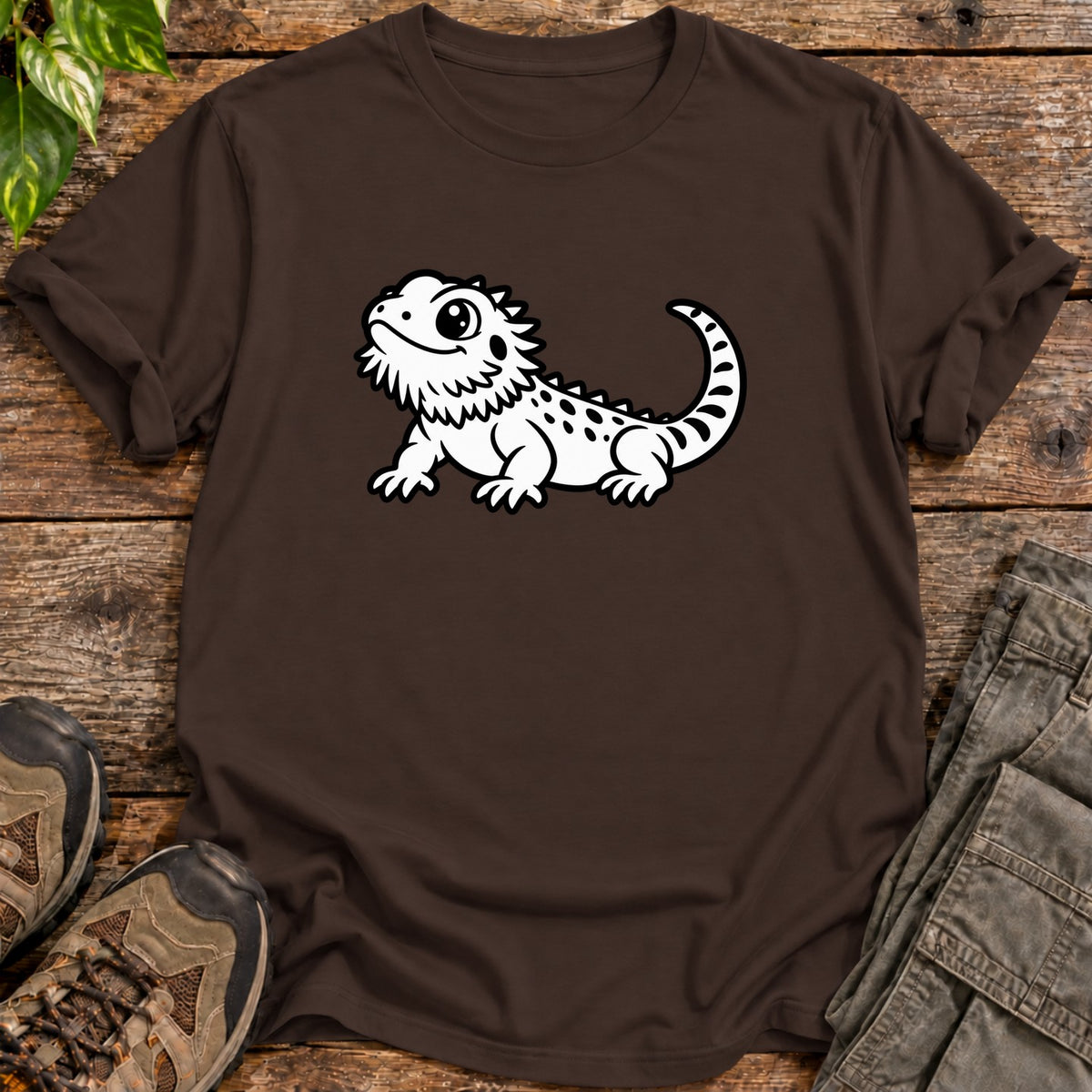 Cute Bearded Dragon T-Shirt - Dark Chocolate