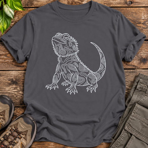 Bearded Dragon Line Art T-Shirt - Charcoal