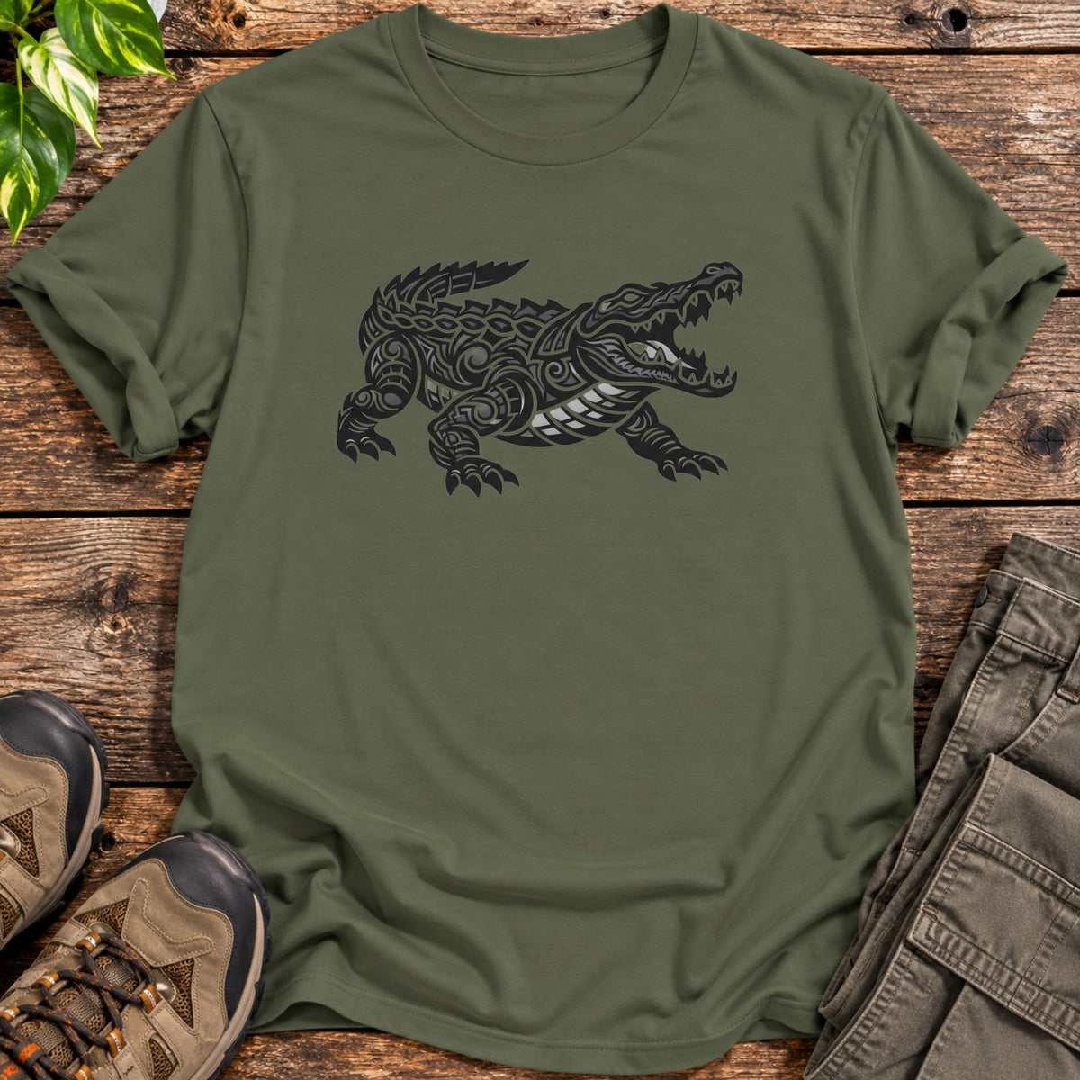 Crocodile T Shirt T-Shirt - Military Green