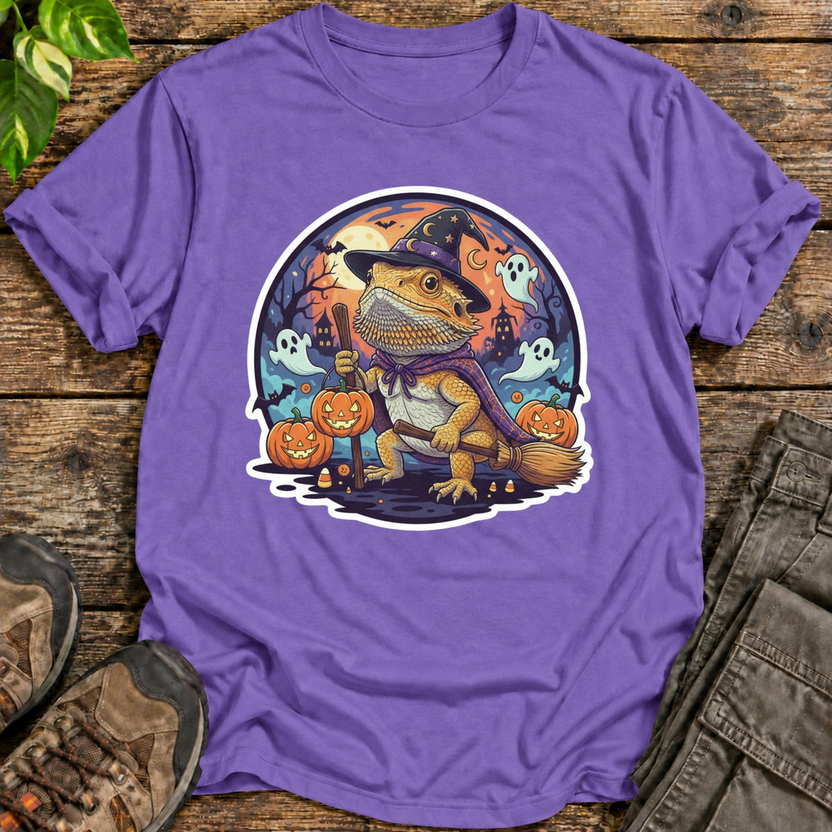 Beardie Witch T Shirt T-Shirt - Heather Purple