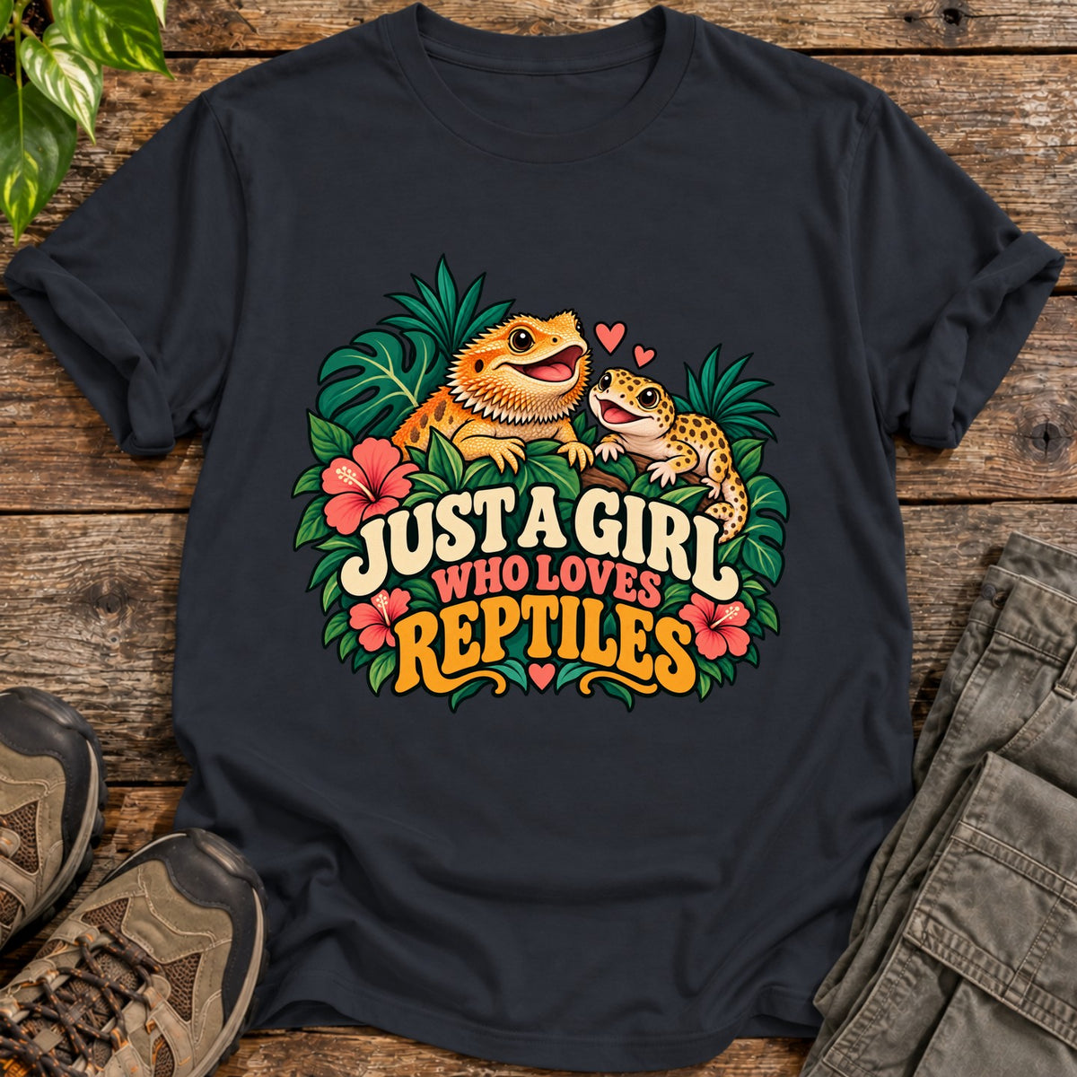 Tropical Reptile Love Shirt - Black