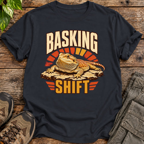 Basking Shift Bearded Dragon T-Shirt - Black