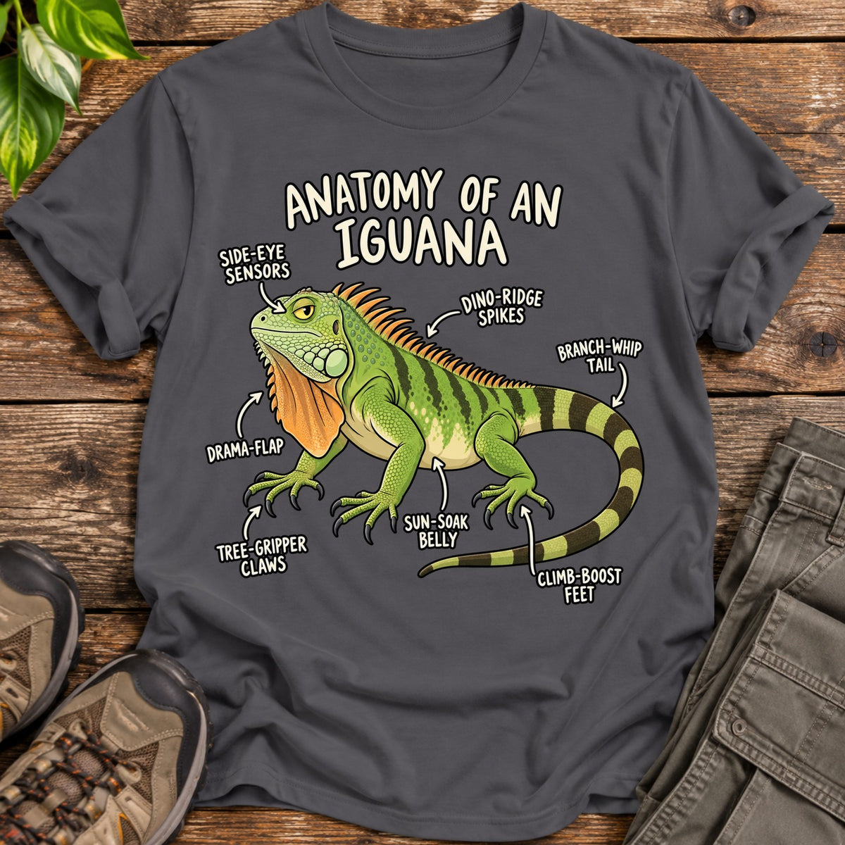 Anatomy of an Iguana T-Shirt - Charcoal