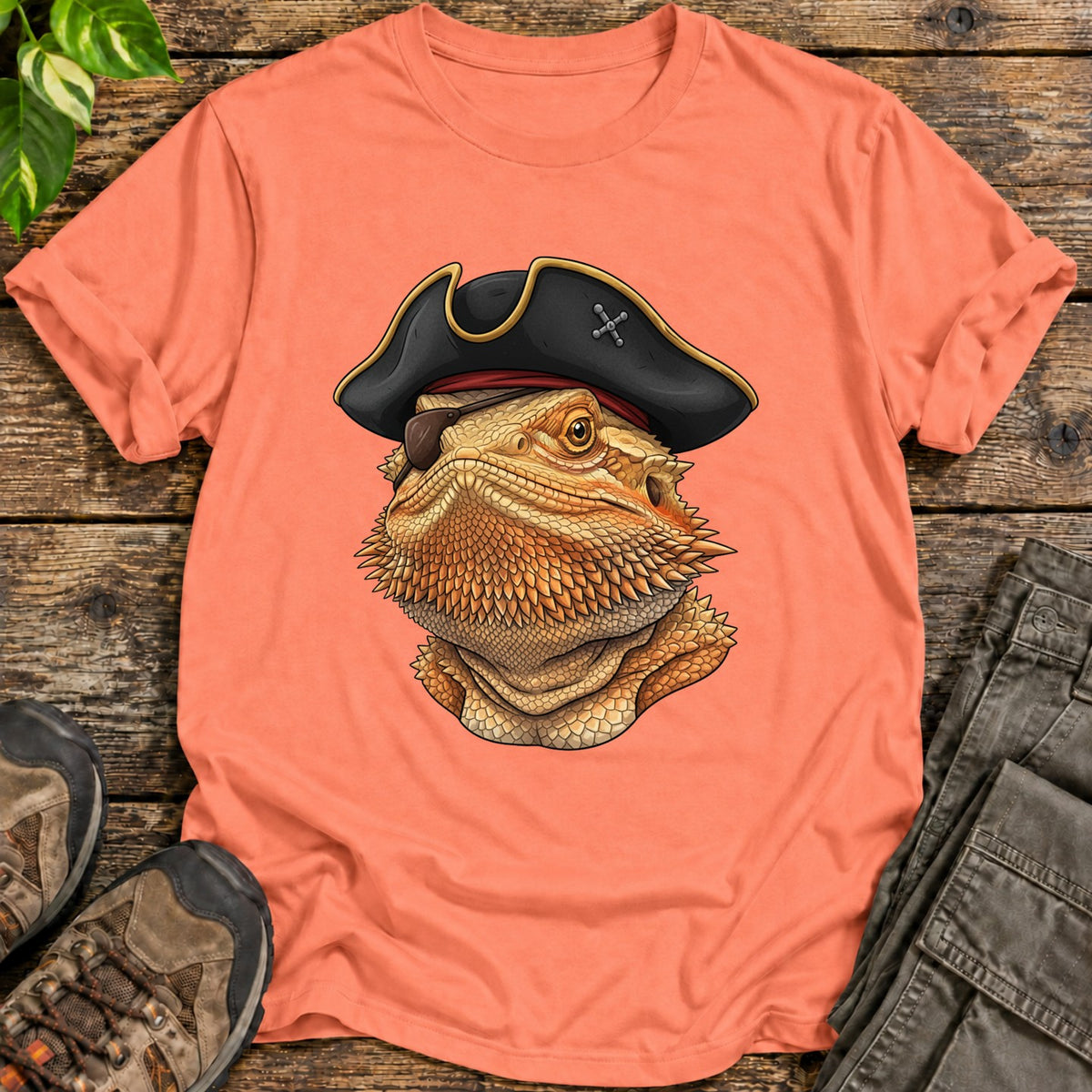 Pirate Bearded Dragon Shirt - Heather Orange