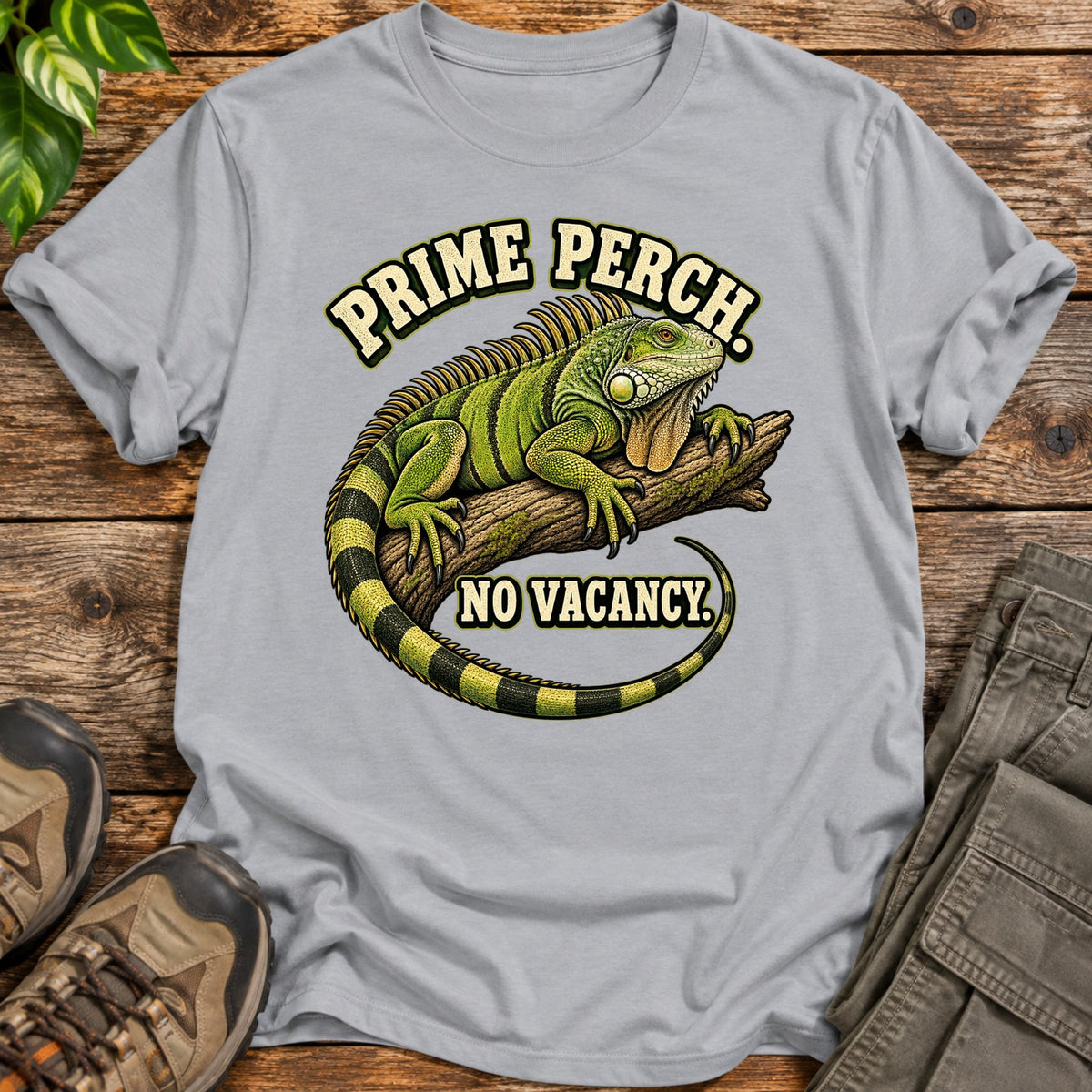 Prime Perch Iguana T-Shirt - Grey
