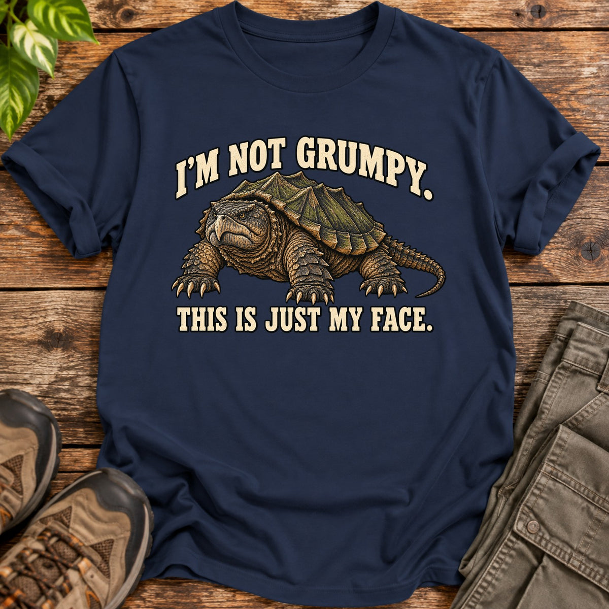 Resting Turtle Face T-Shirt - Navy Blue