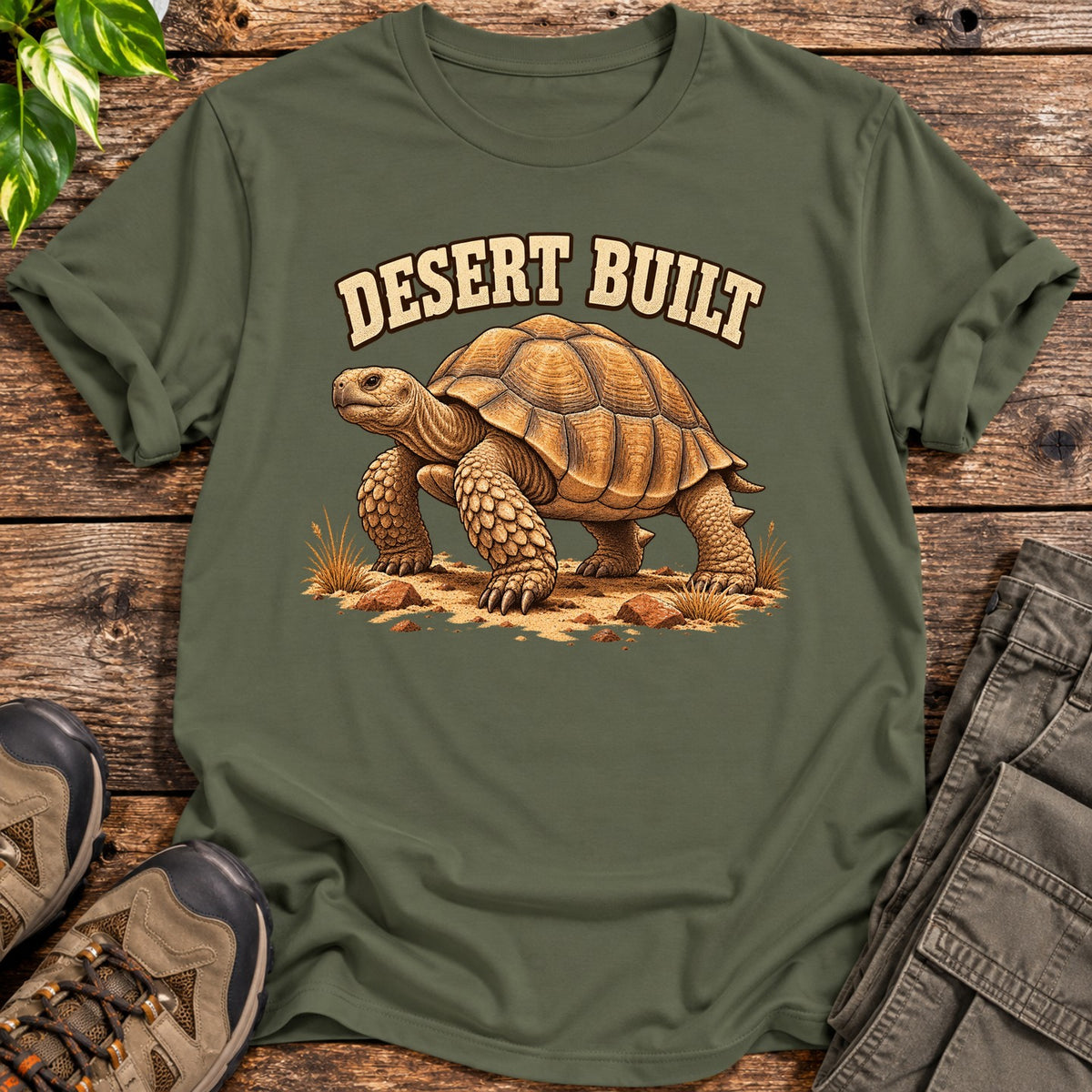 Desert Built Tortoise Graphic T-Shirt - Military Green