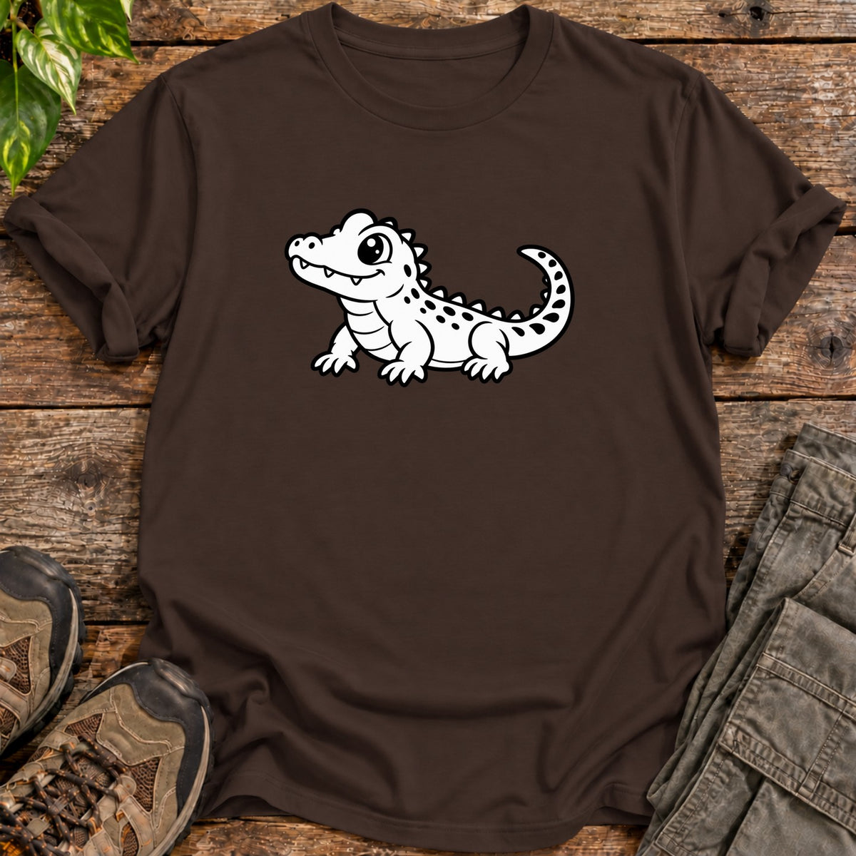 Cute Crocodile T-Shirt - Dark Chocolate