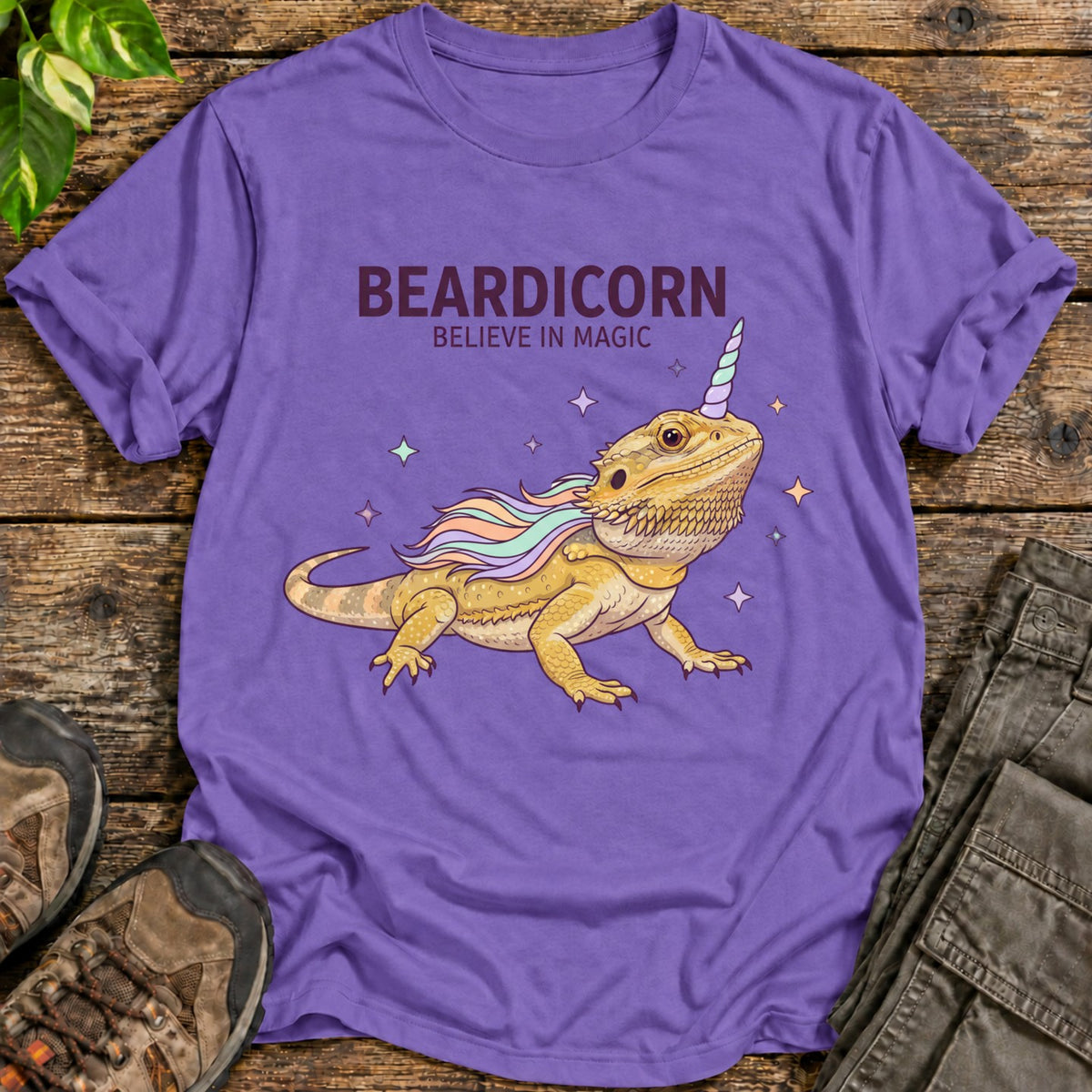 Beardicorn Bearded Dragon T-Shirt - Heather Purple