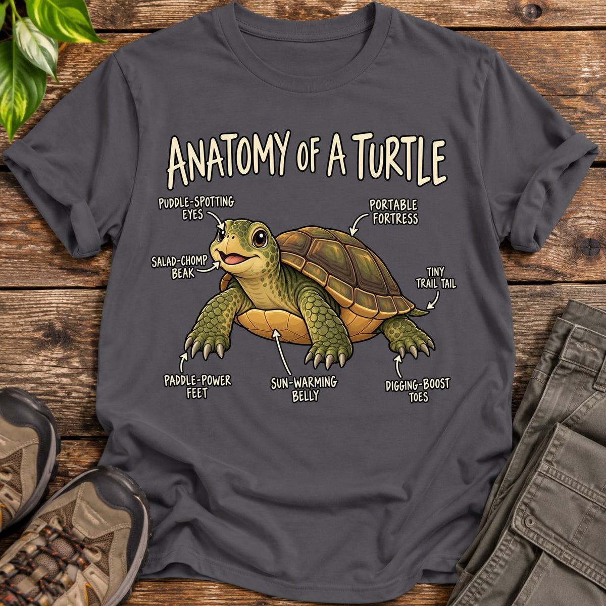 Anatomy of a Turtle T-Shirt - Charcoal