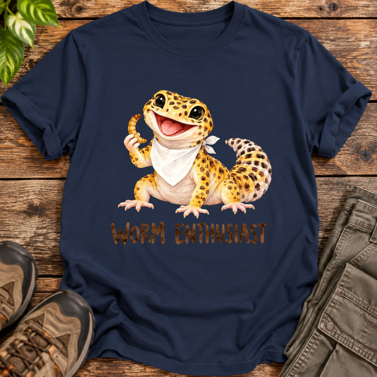 Watercolour Leopard Gecko Shirt - Navy