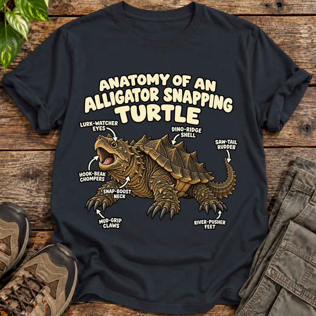 Snapping Turtle Anatomy T-Shirt - Black