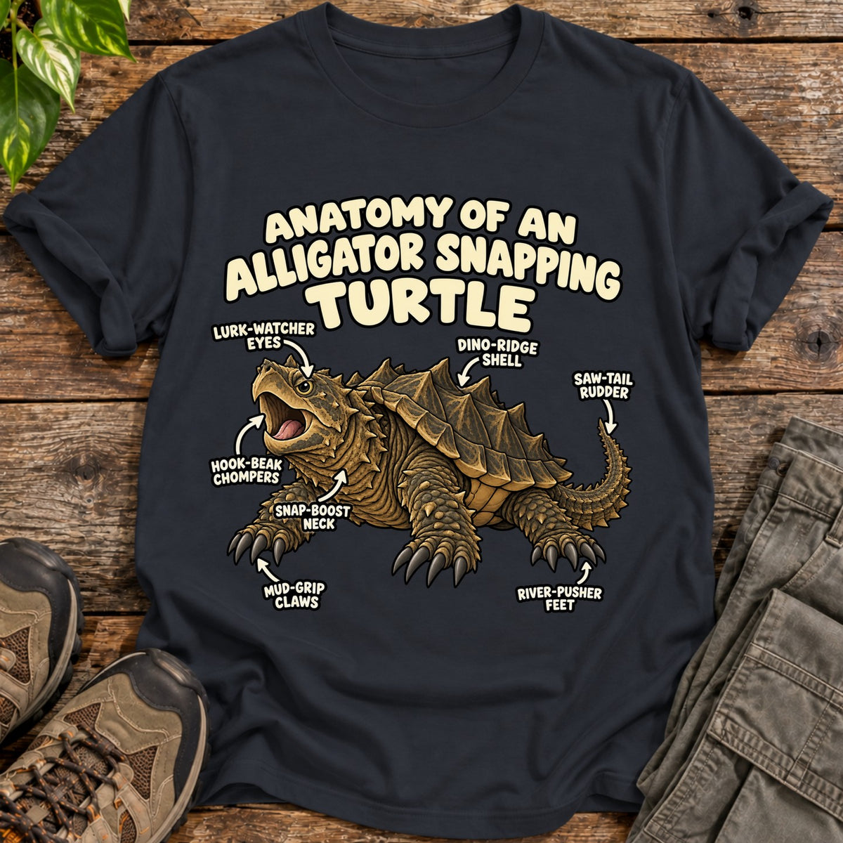 Snapping Turtle Anatomy T-Shirt - Black