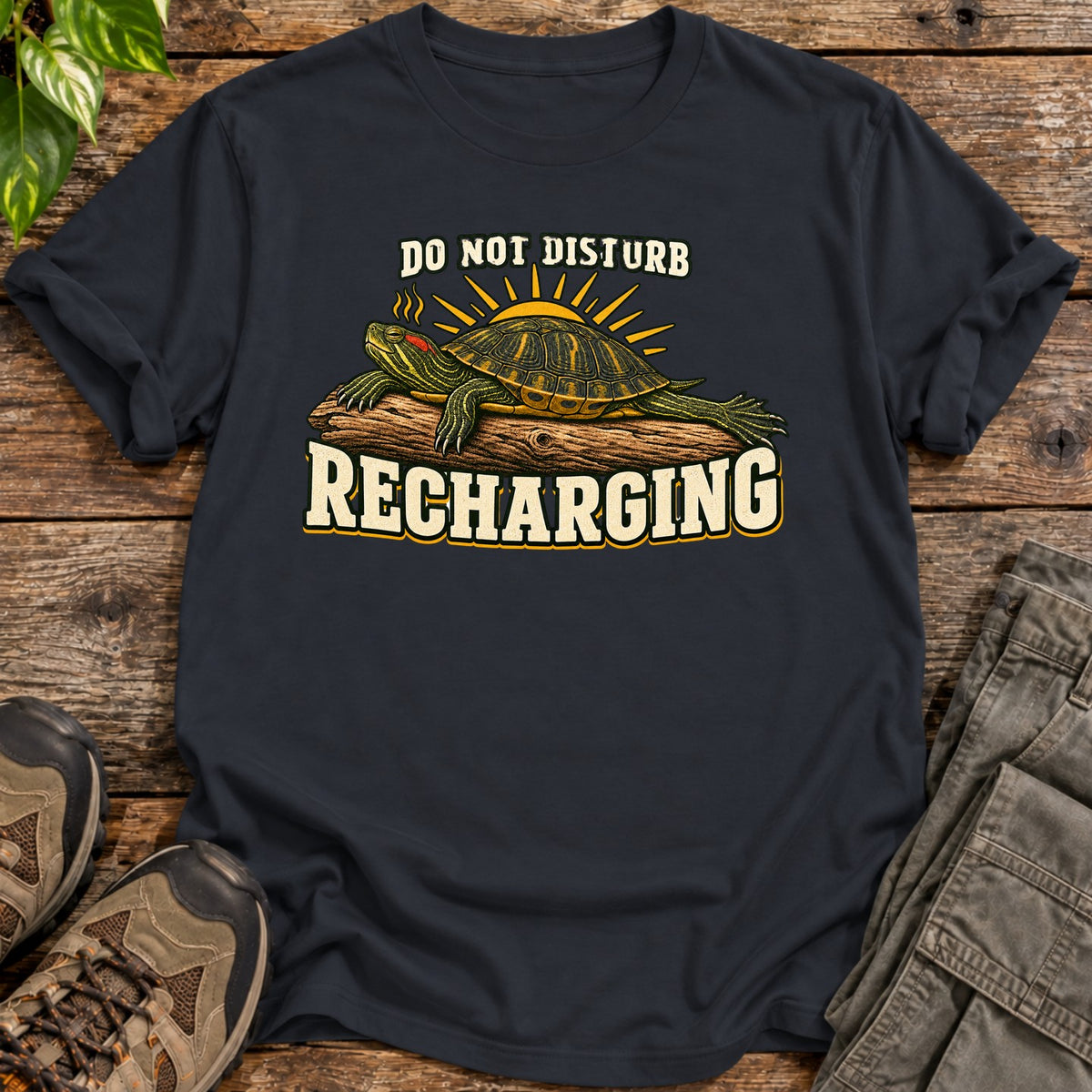 Recharging Turtle T-Shirt - Black