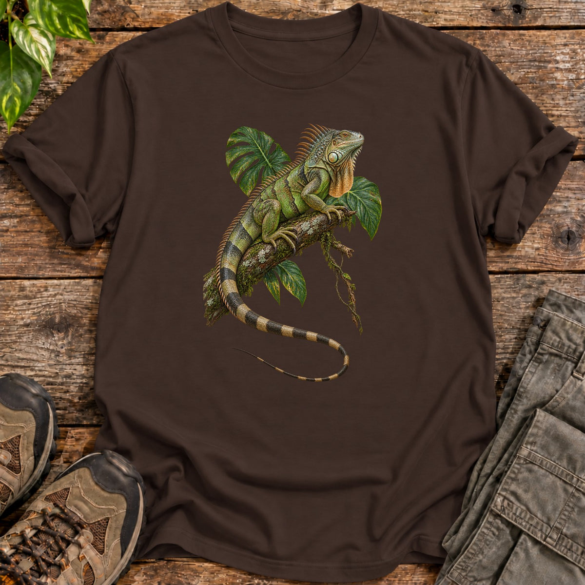 Branch Boss Green Iguana T-Shirt - Dark Chocolate