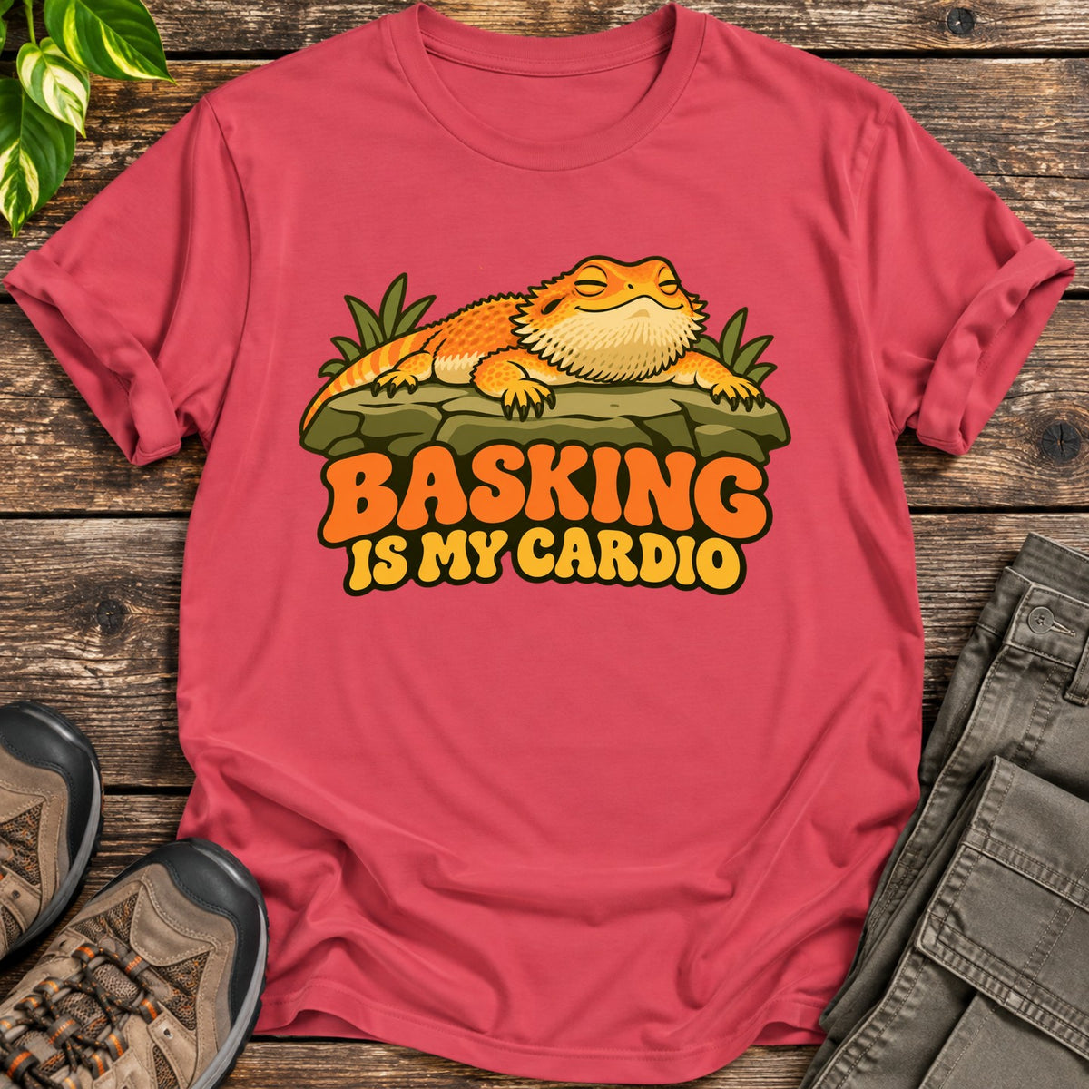 Basking Is My Cardio Shirt - Heather Red