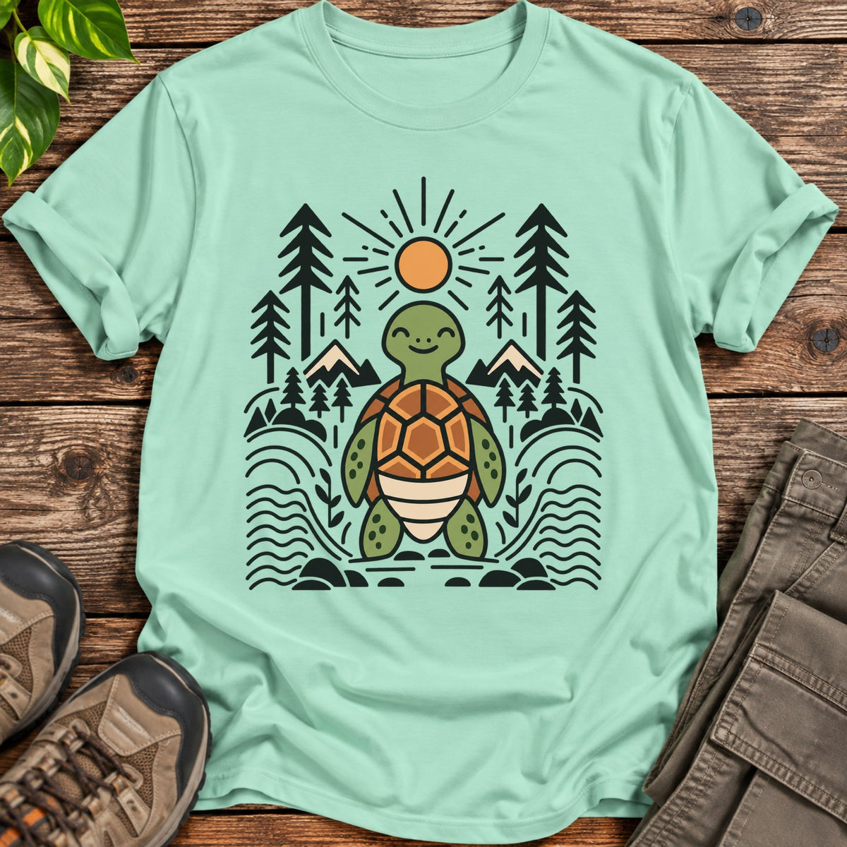 Trailbound Turtle Turtle Graphic T-Shirt - Mint Green