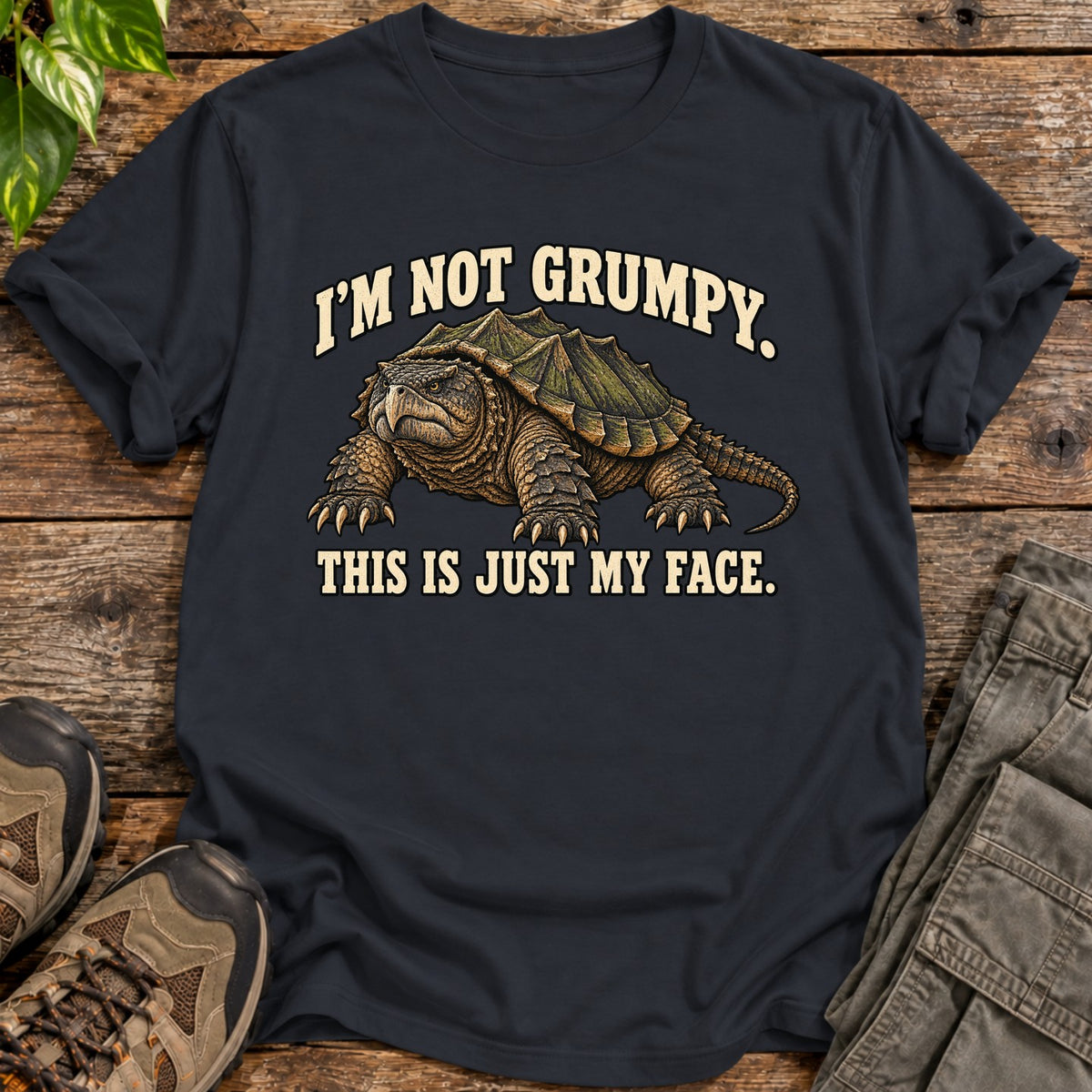 Resting Turtle Face T-Shirt - Black