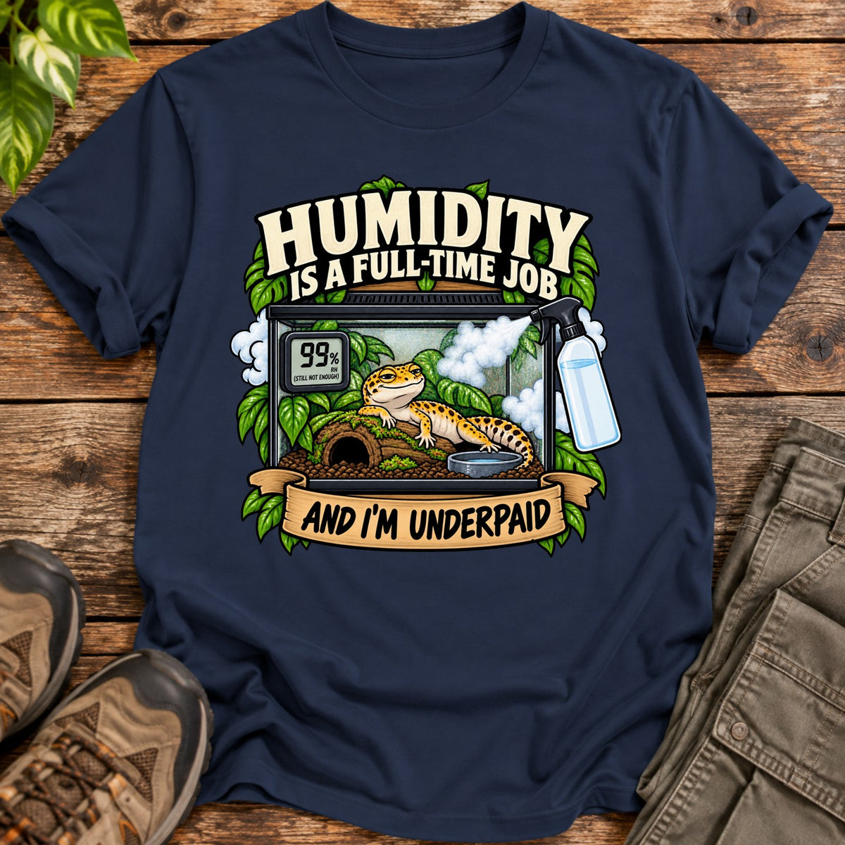 Full Time Job Gecko Keeper T-Shirt - Navy