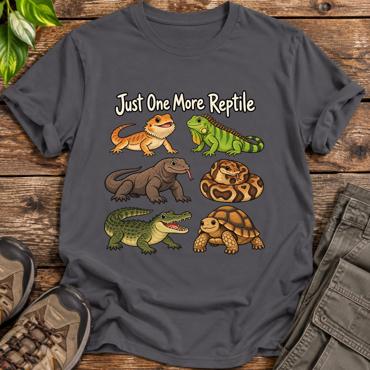 One More Reptile T-Shirt - Charcoal