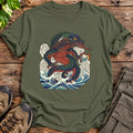 Traditional Art Komodo Dragon Shirt - Military Green