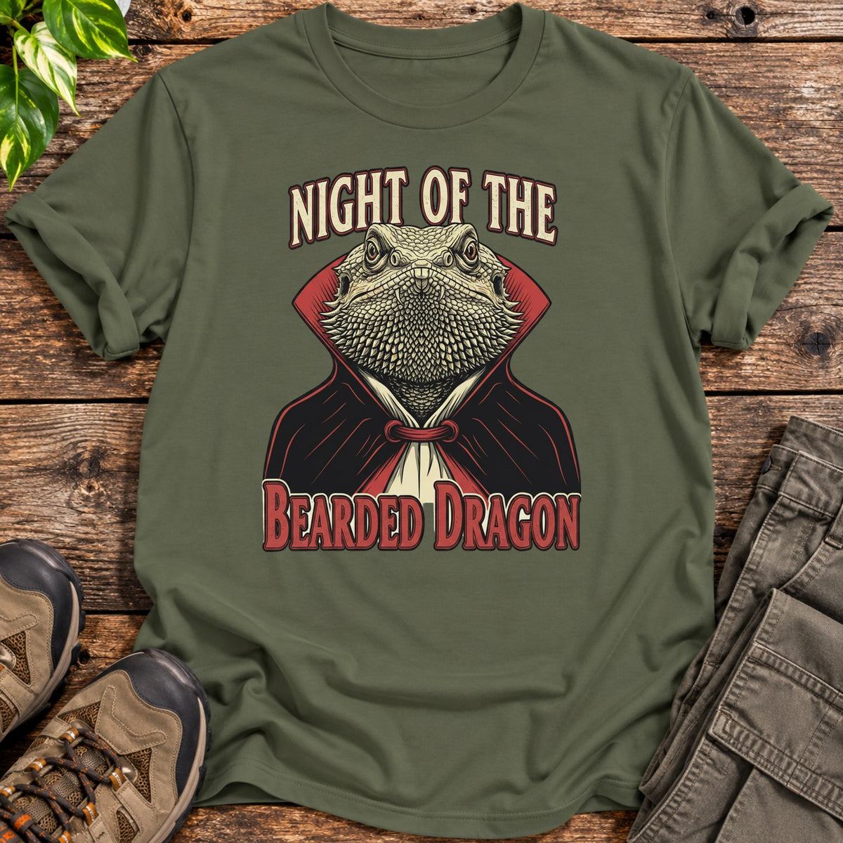 Night of the Bearded Dragon T-Shirt - Military Green