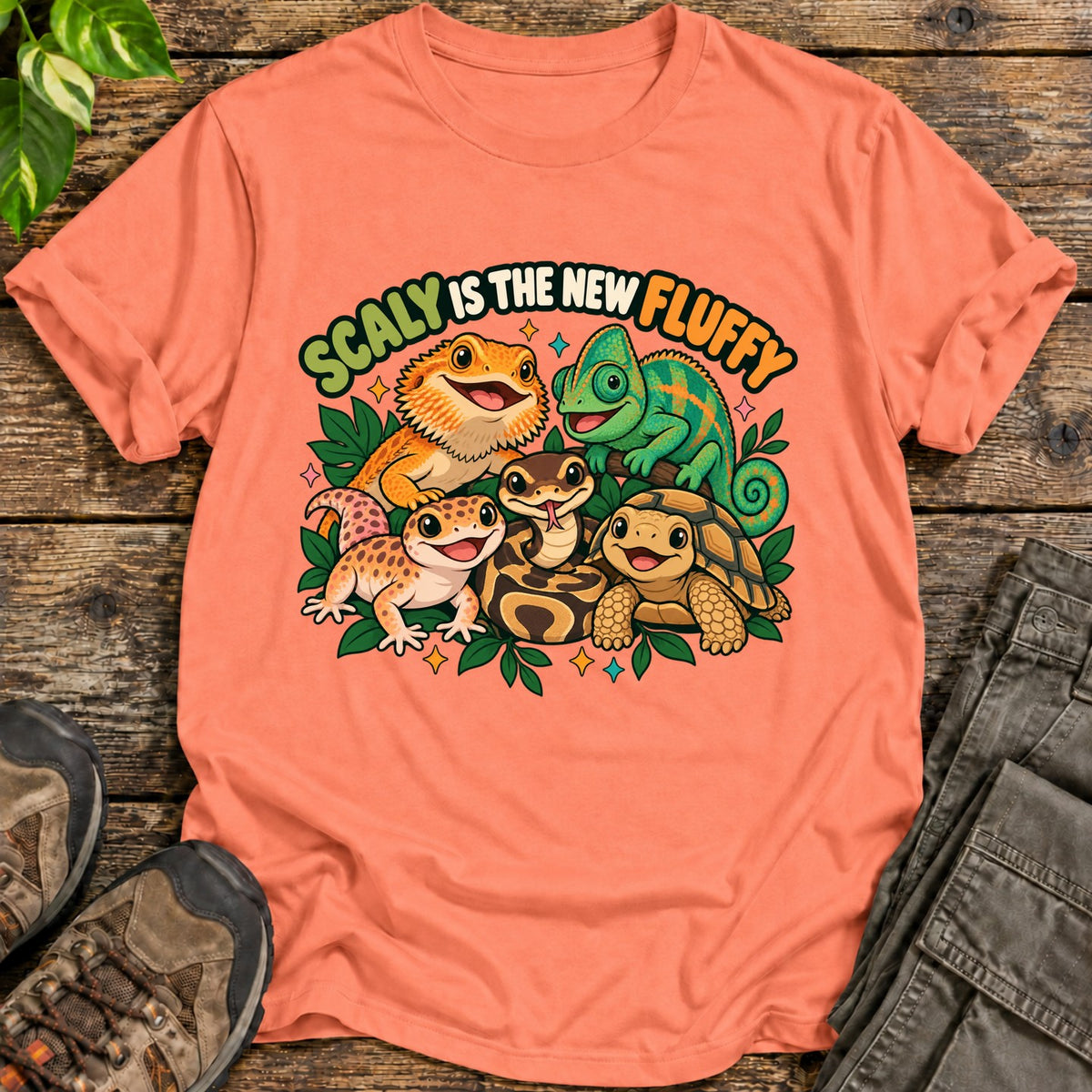 Scaly Fluffy Reptile Shirt - Heather Orange