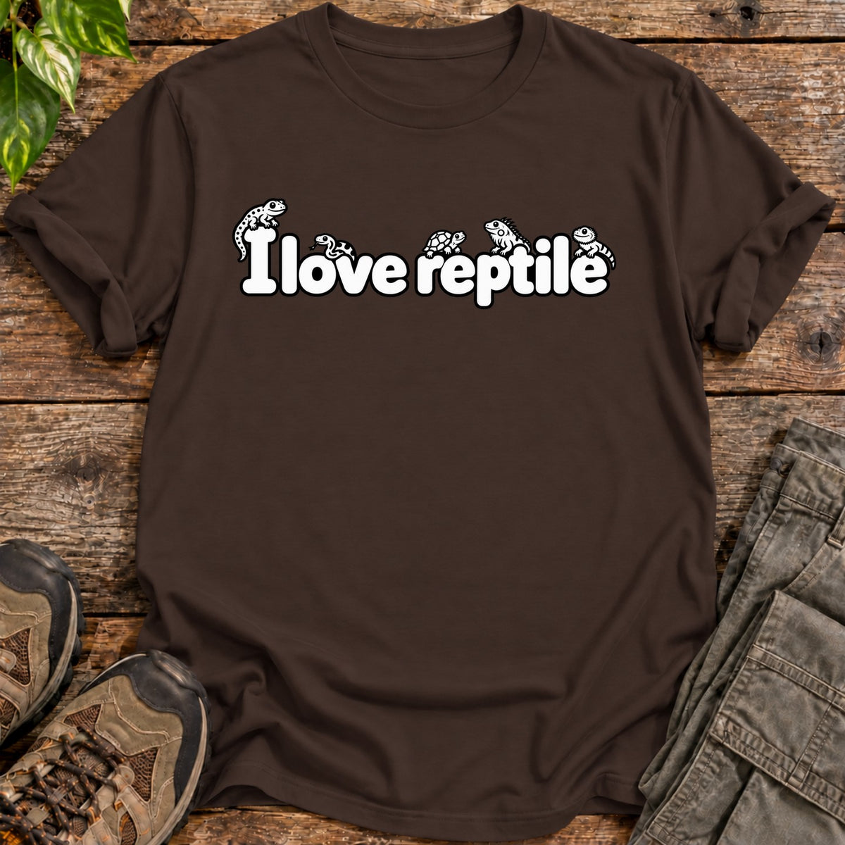 I Love Reptile T-Shirt - Dark Chocolate