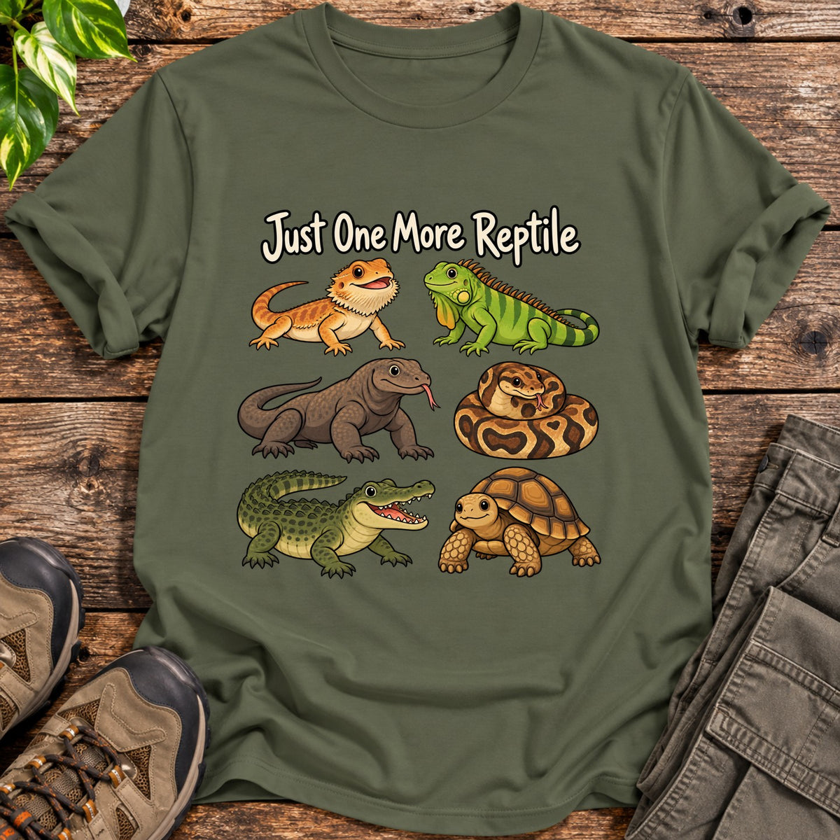 One More Reptile T-Shirt - Military Green