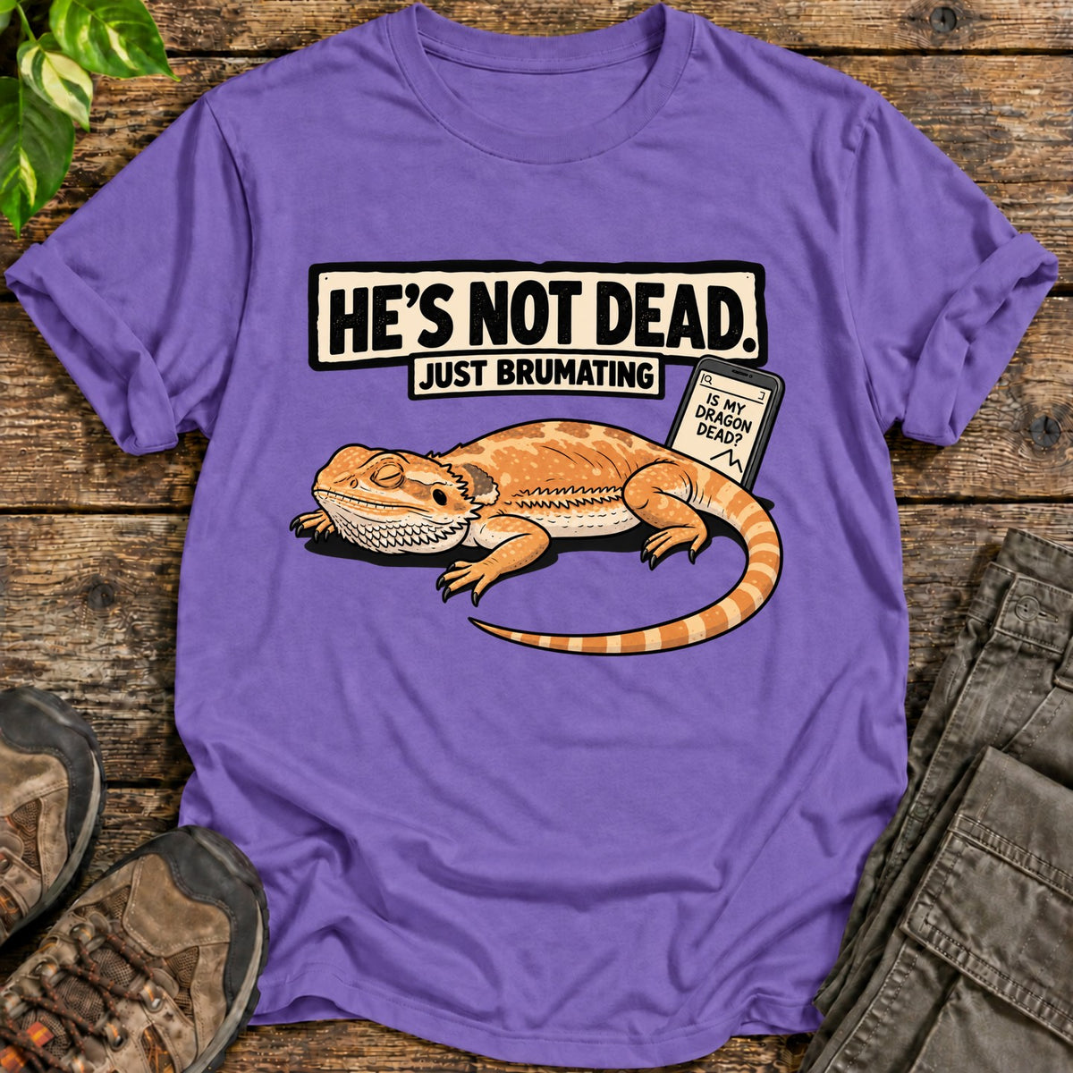Just Brumating Bearded Dragon T-Shirt - Heather Purple