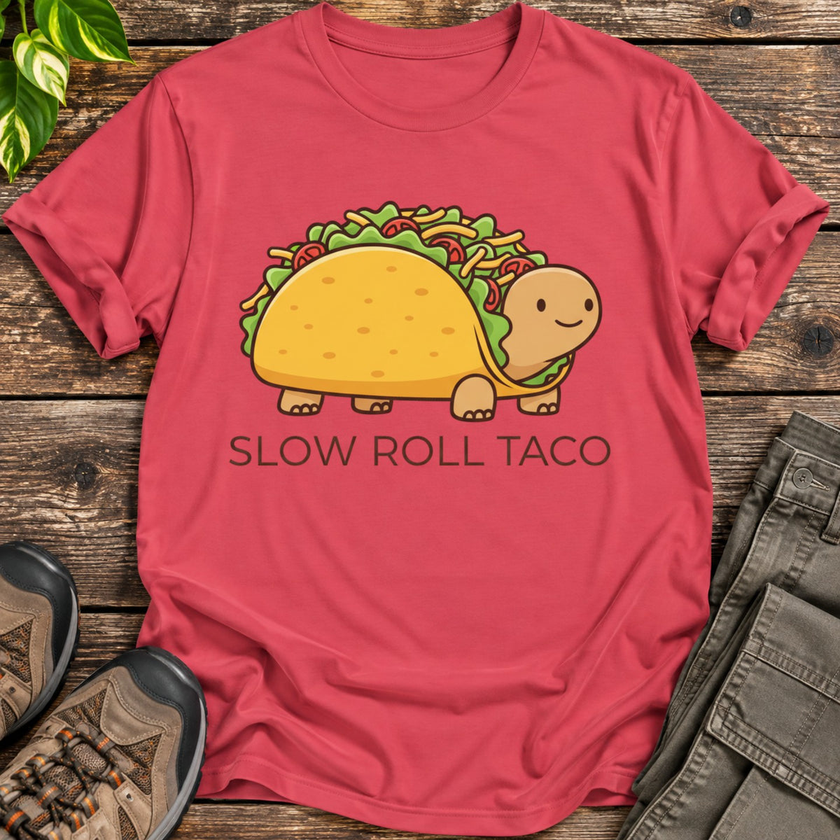 Slow Roll Taco Tortoise T-Shirt - Heather Red