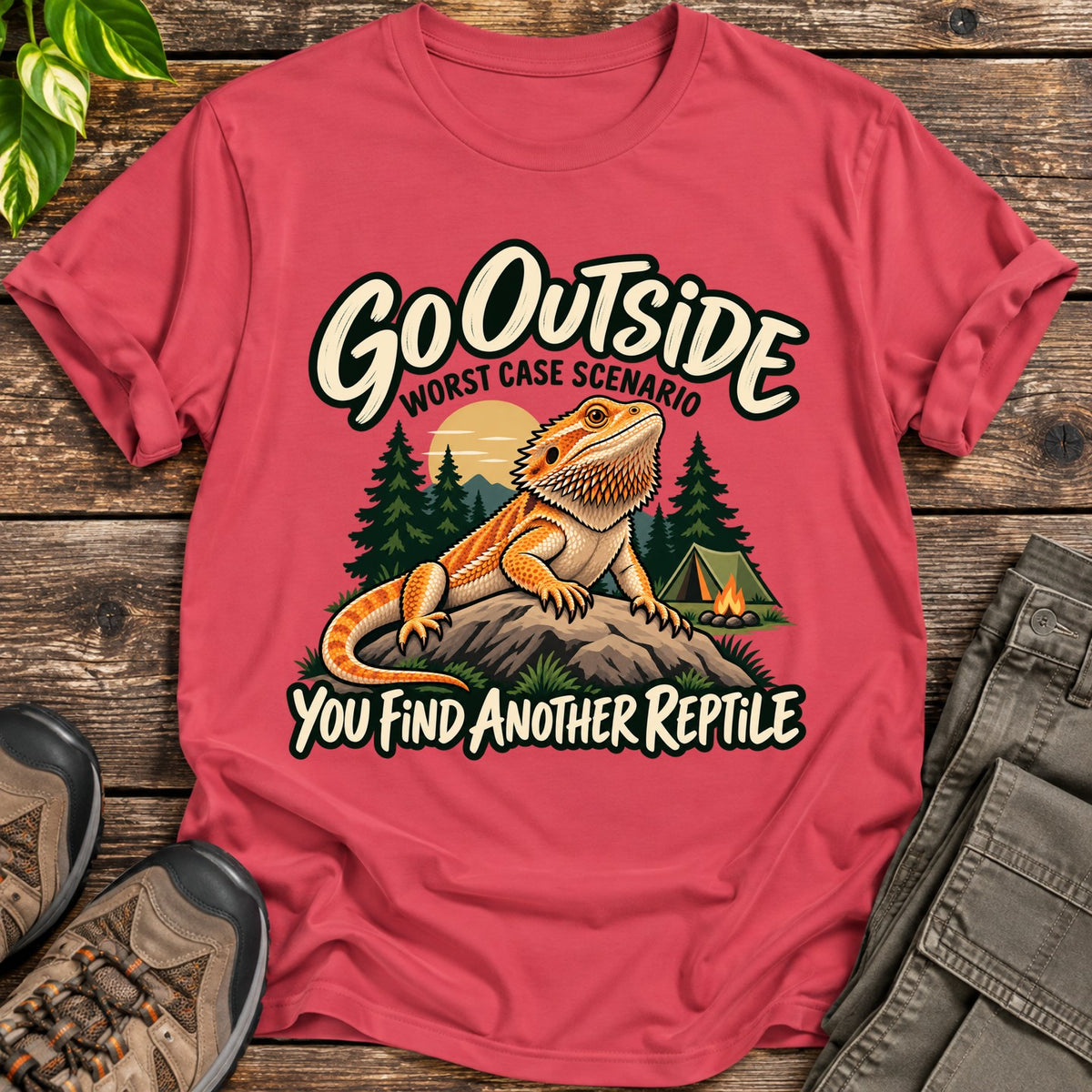 Go Outside T-Shirt - Heather Red