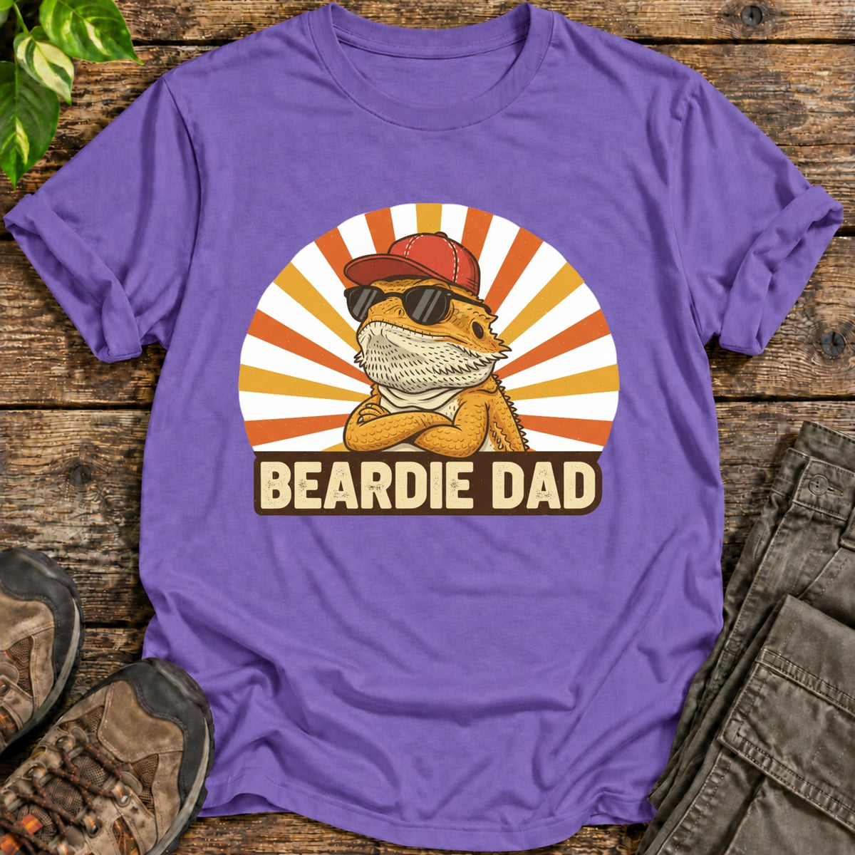 Beardie Dad Shirt - Heather Purple
