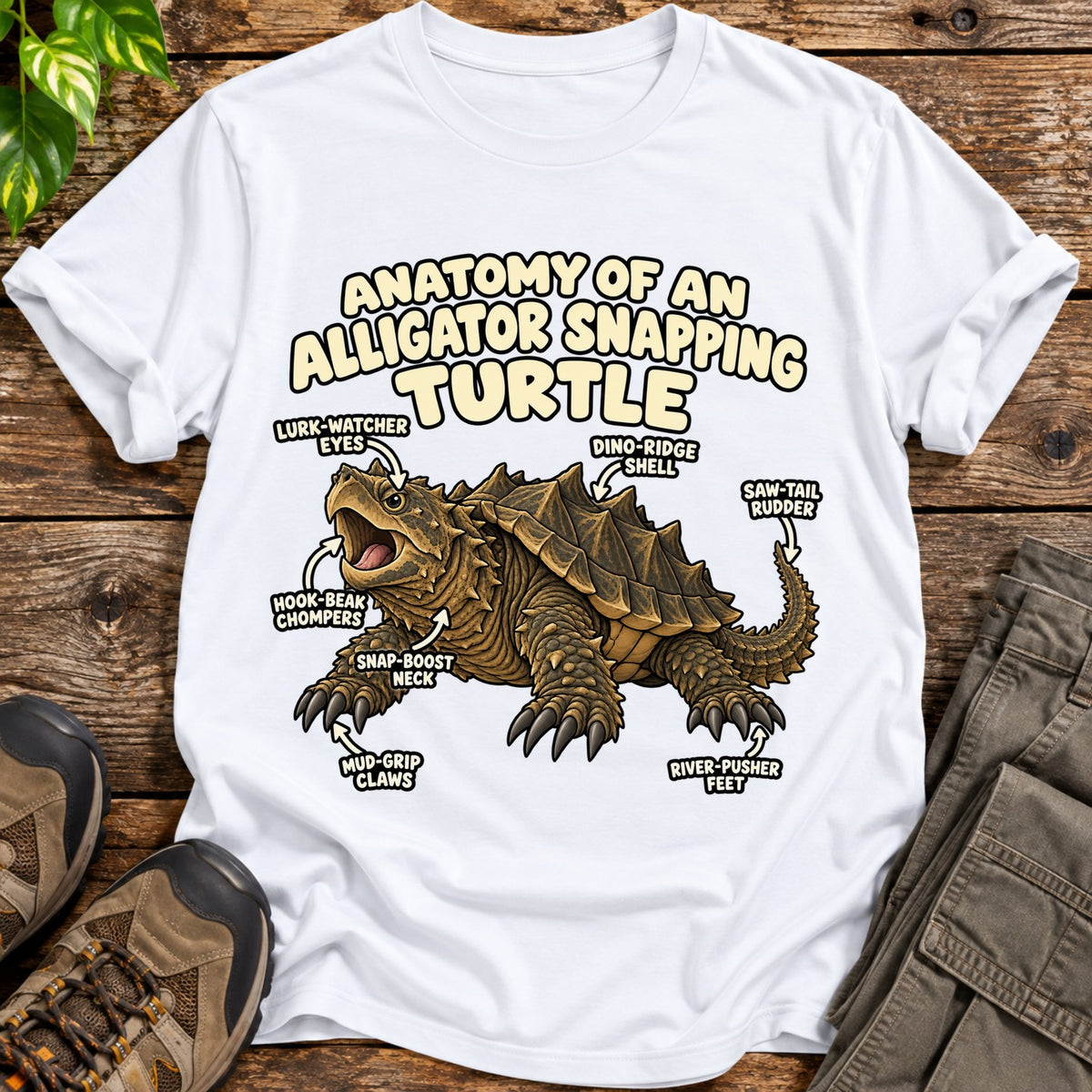 Snapping Turtle Anatomy T-Shirt - White