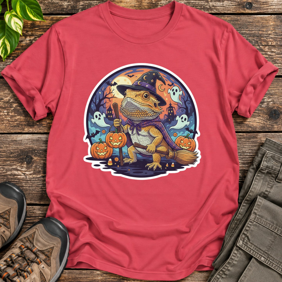 Beardie Witch T Shirt T-Shirt - Heather Red