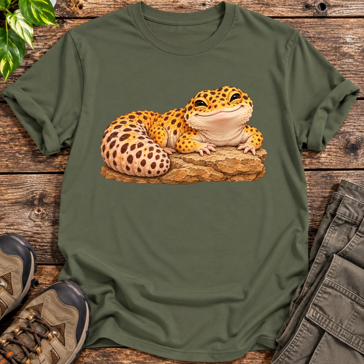 Happy Fat Tail Gecko - Military Green
