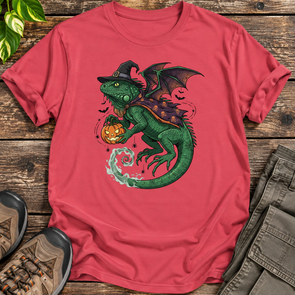 Halloween Witch Iguana T-Shirt - Heather Red