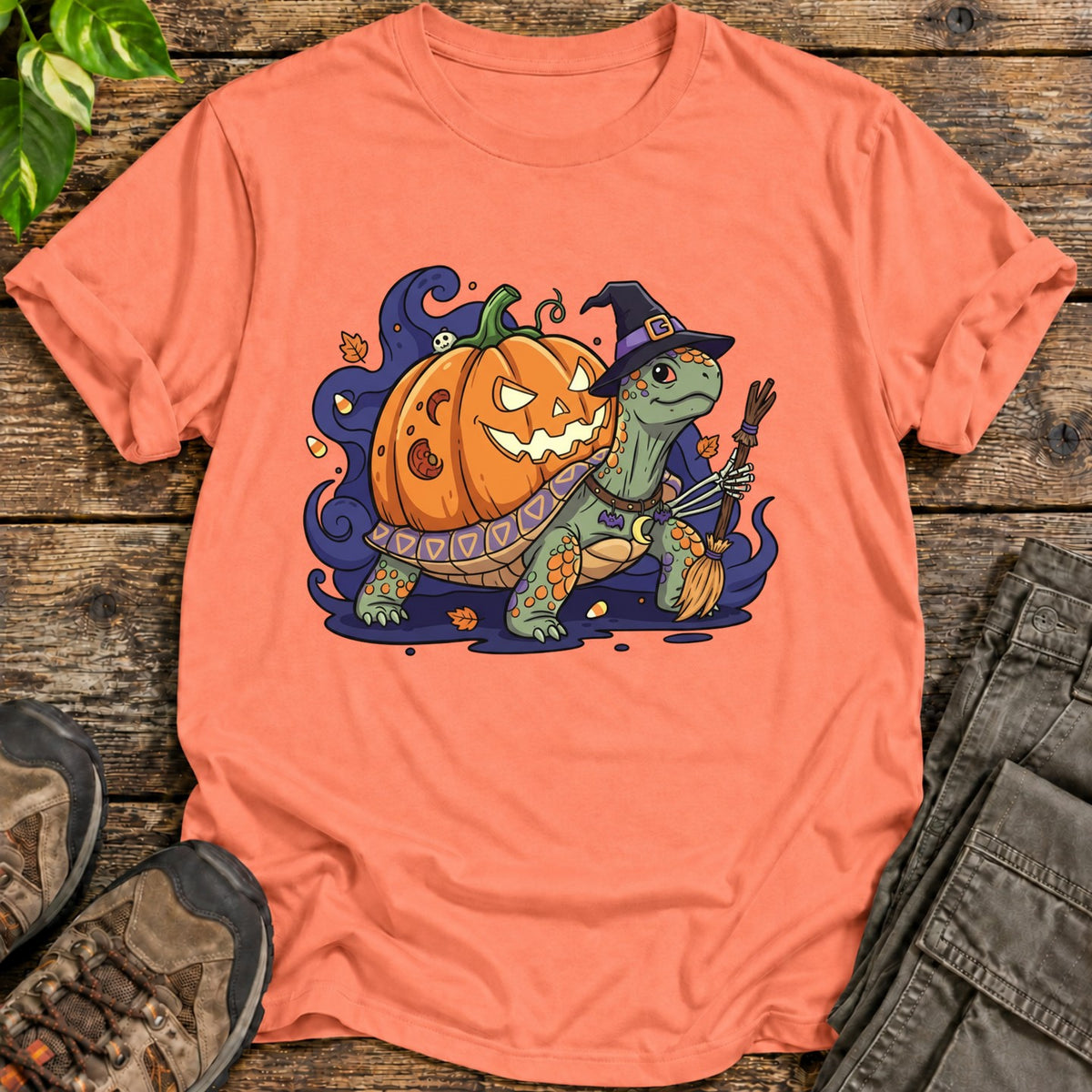 Jack O’ Lantern Halloween Tortoise T-Shirt - Heather Orange