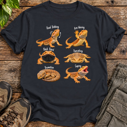 Bearded Dragon Behavior Guide T-Shirt - Black